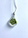 Okra Resin Necklace | Botanical Teardrop Pendant | Garden Inspired Jewelry