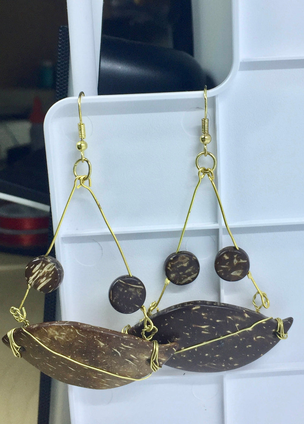 Wooden Dangle Earrings | Wire Wrapped Drops