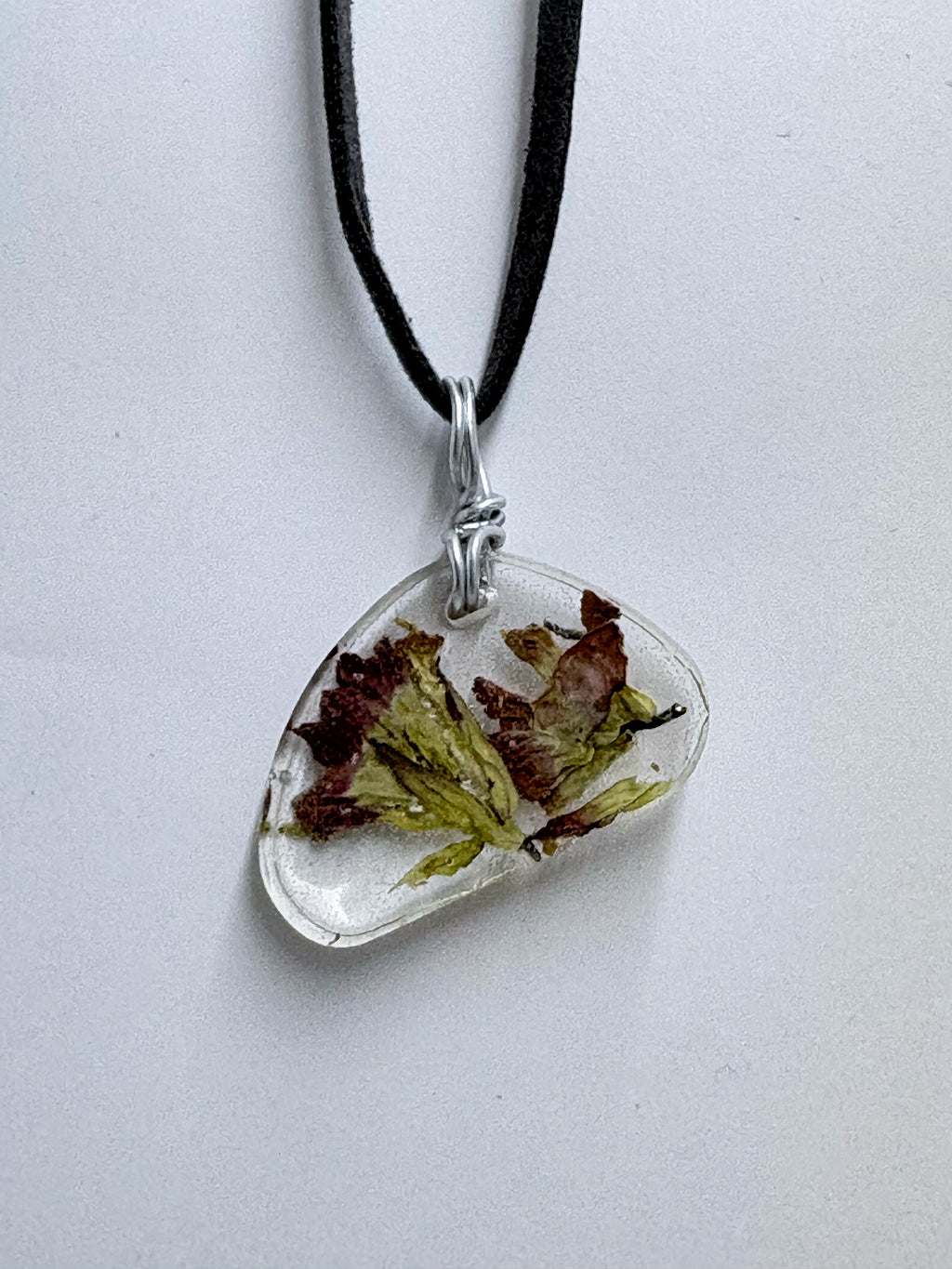 Indian Paintbrush Resin Necklace | Organic Shape Pendant | Nature Jewelry