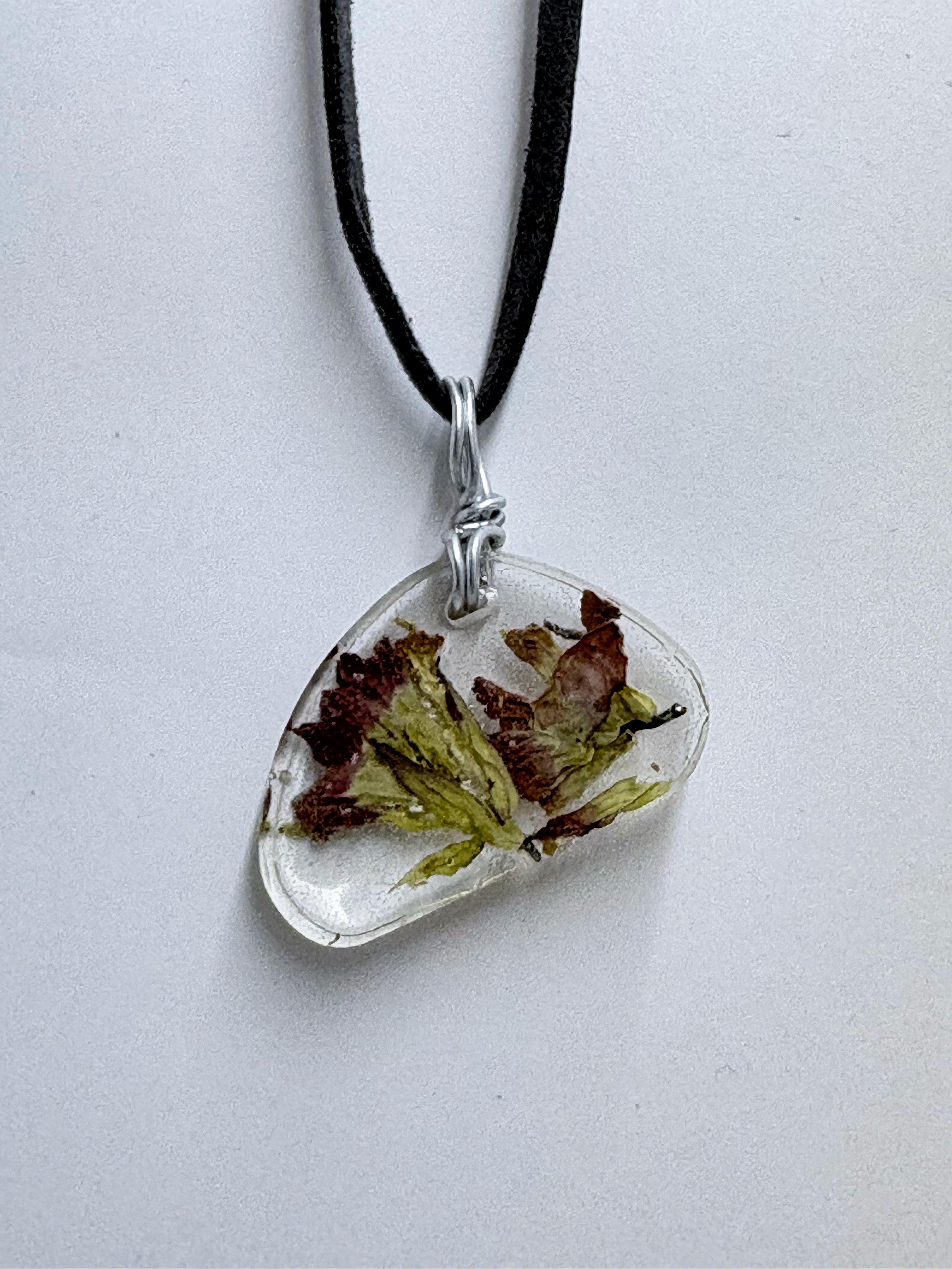 Indian Paintbrush Resin Necklace | Organic Shape Pendant | Nature Jewelry