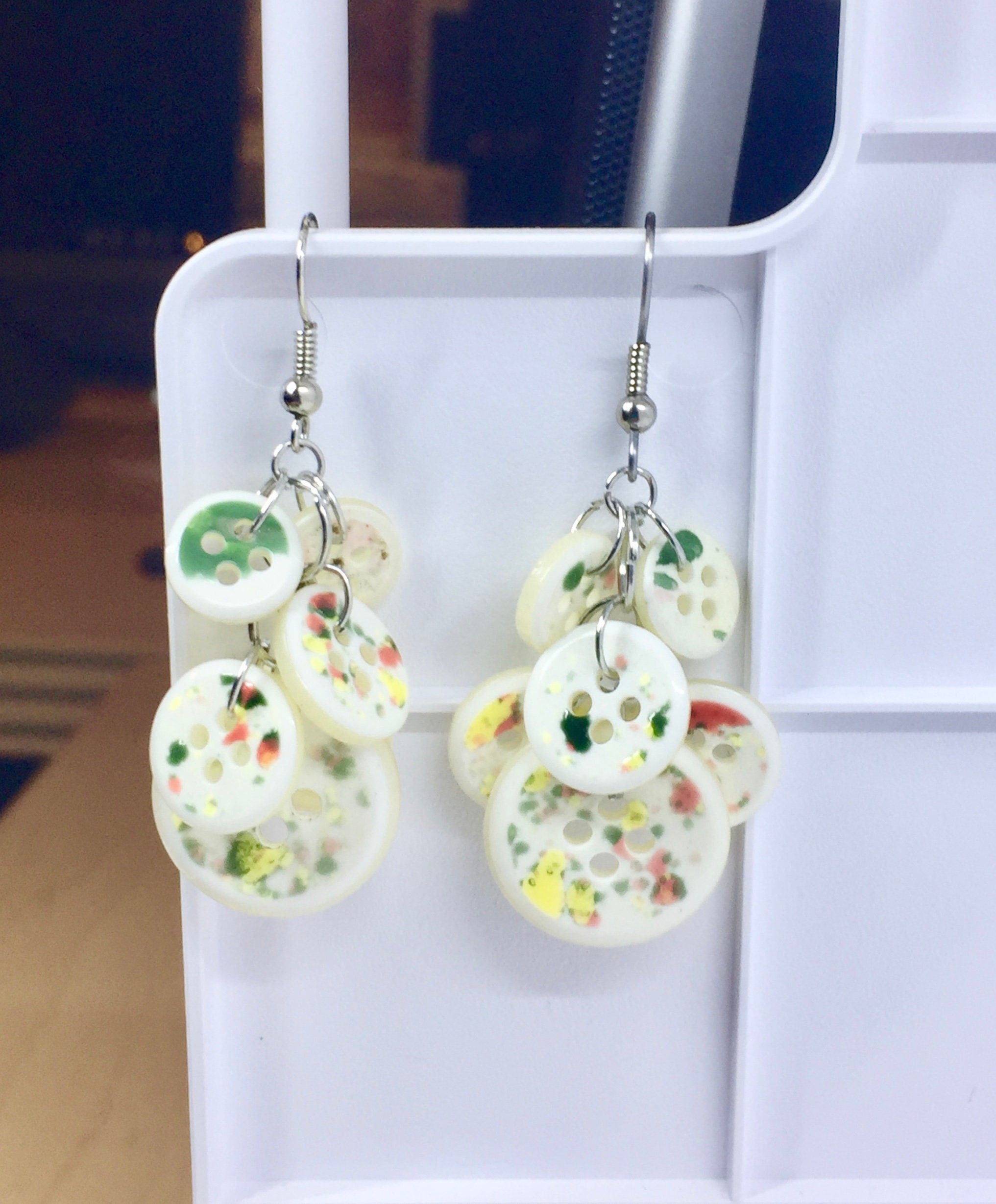 Paint Splattered Button Jewelry Set