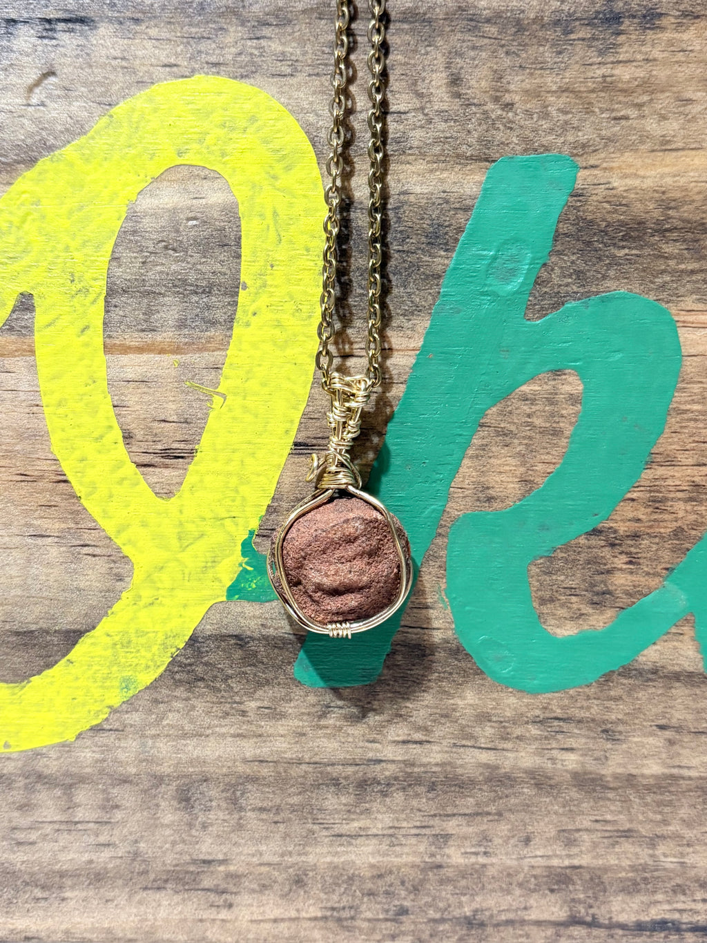 Rose Rock | Gold Wire Wrapped Necklace | Oklahoma Inspired Jewelry