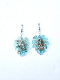 Blue Floral Monstera Leaf Earrings | Pink & Peach Petals
