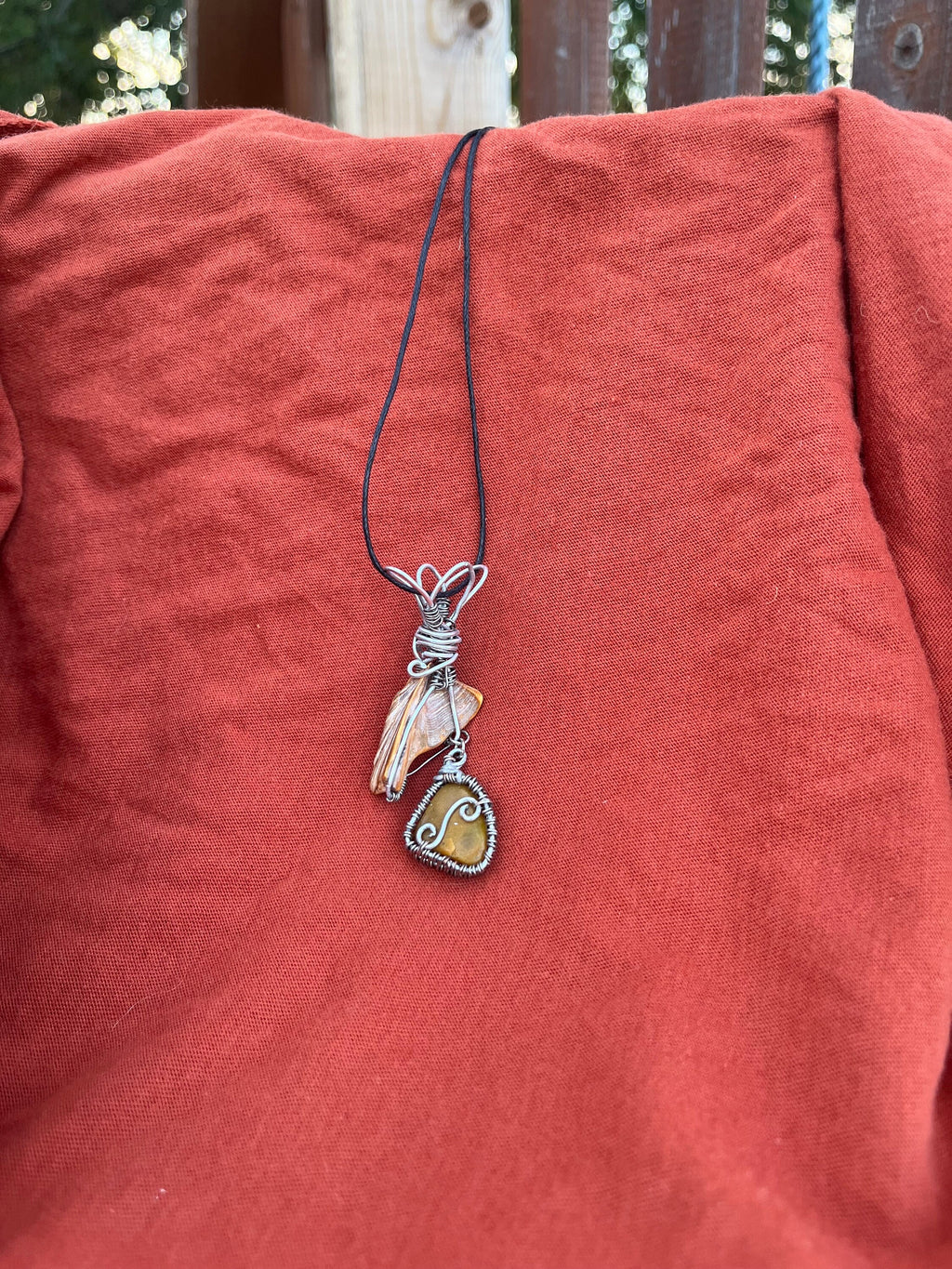 Mermaid Tail Pendant, Wire Wrapped Natural Shell Accessory, Real Oyster Shell with Simple Wire Wrap