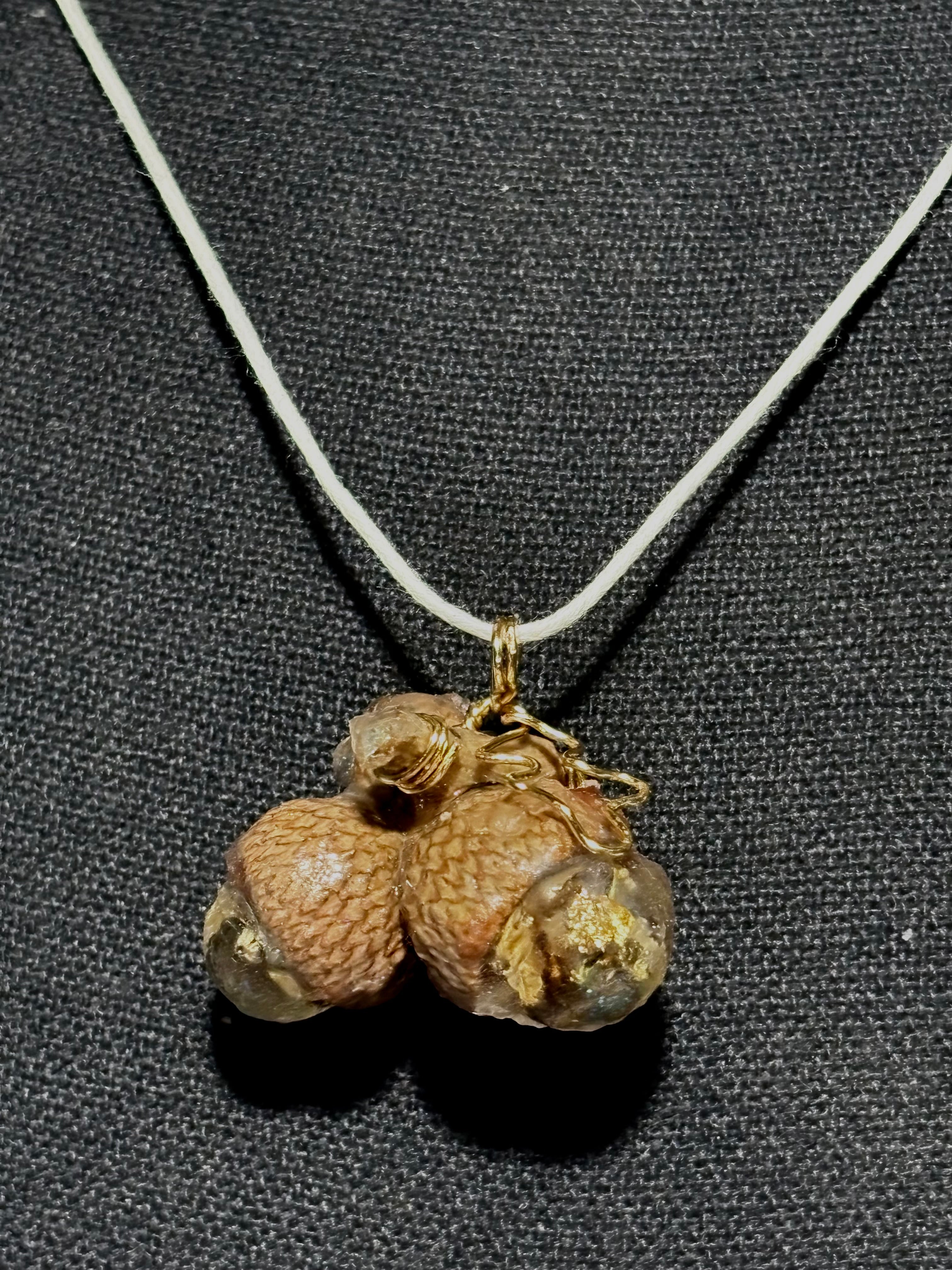 Acorn Trio Necklace | Woodland Acorn in Resin Necklace