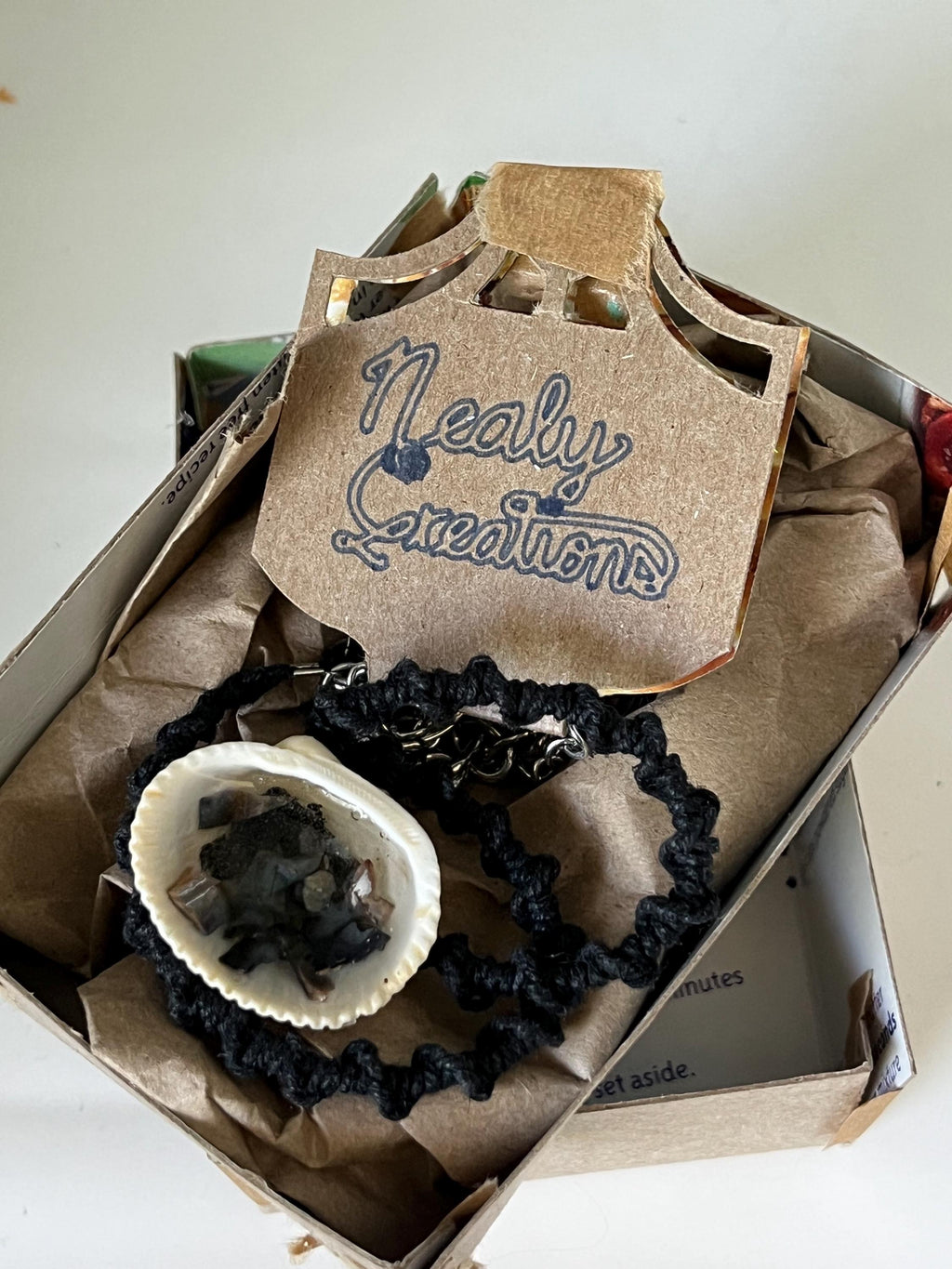 Authentic Seashell Resin Pentagonal Frame Necklace