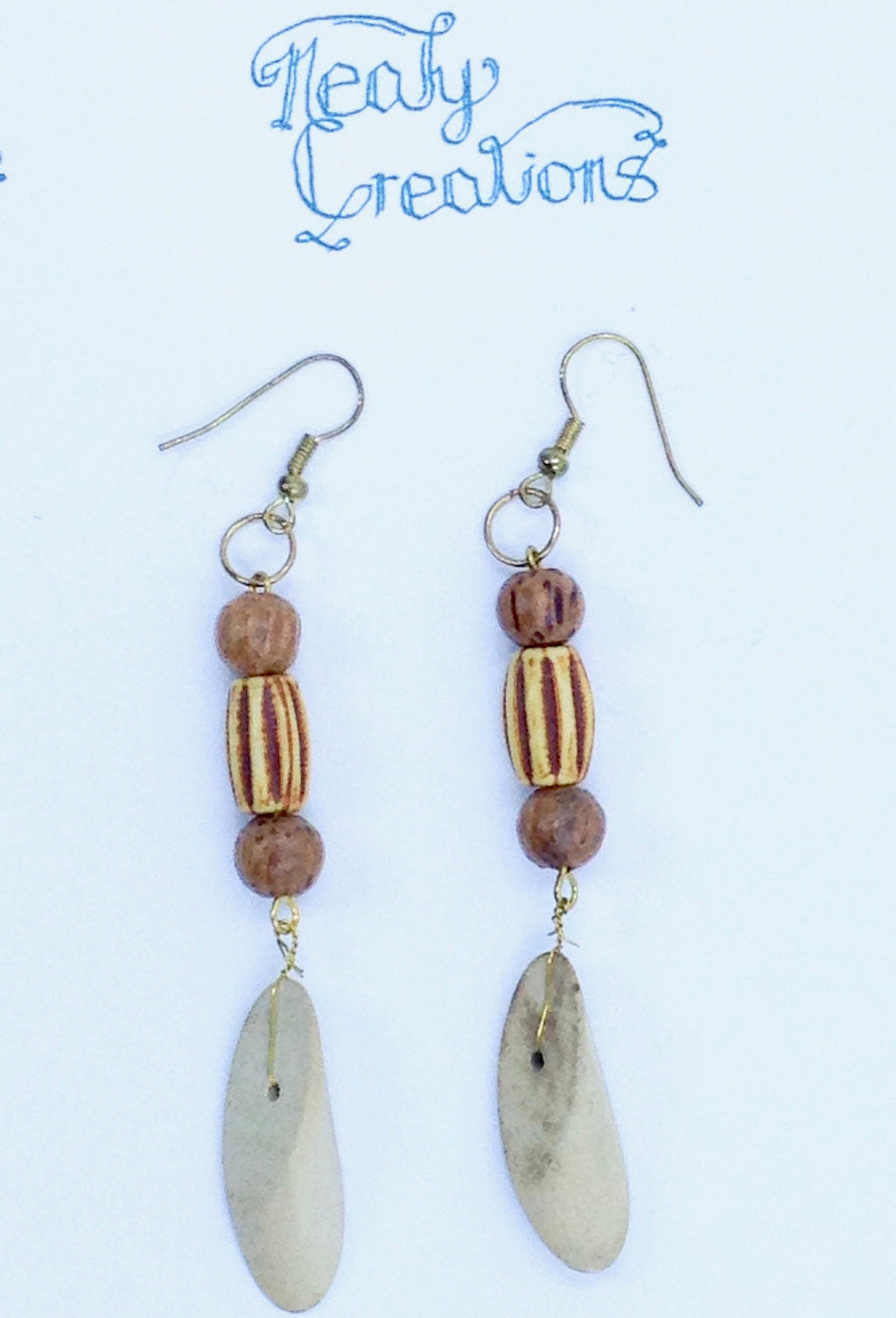 Wood Drop Earrings | Wire Wrapped Bead Earrings