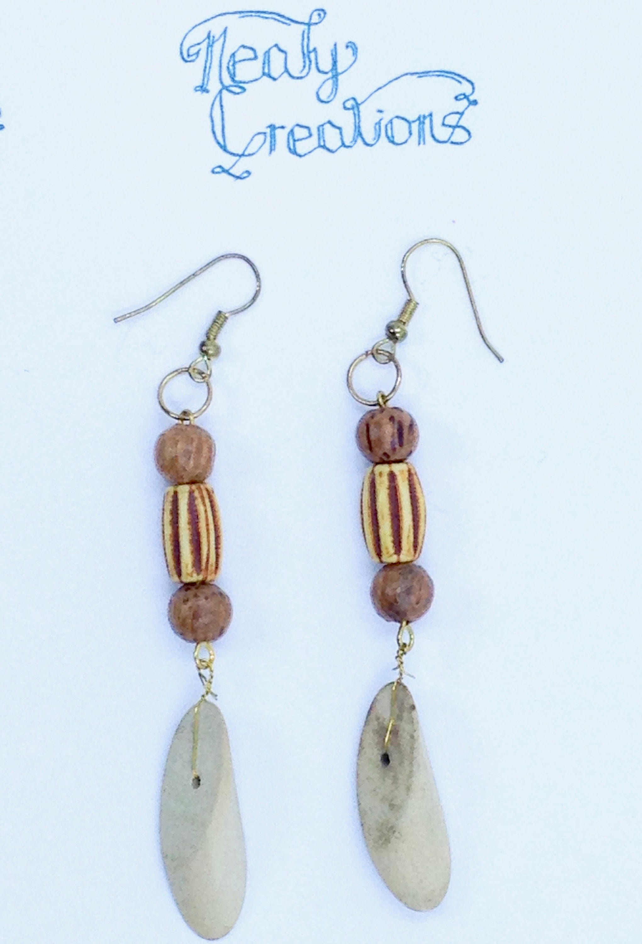 Wood Drop Earrings | Wire Wrapped Bead Earrings