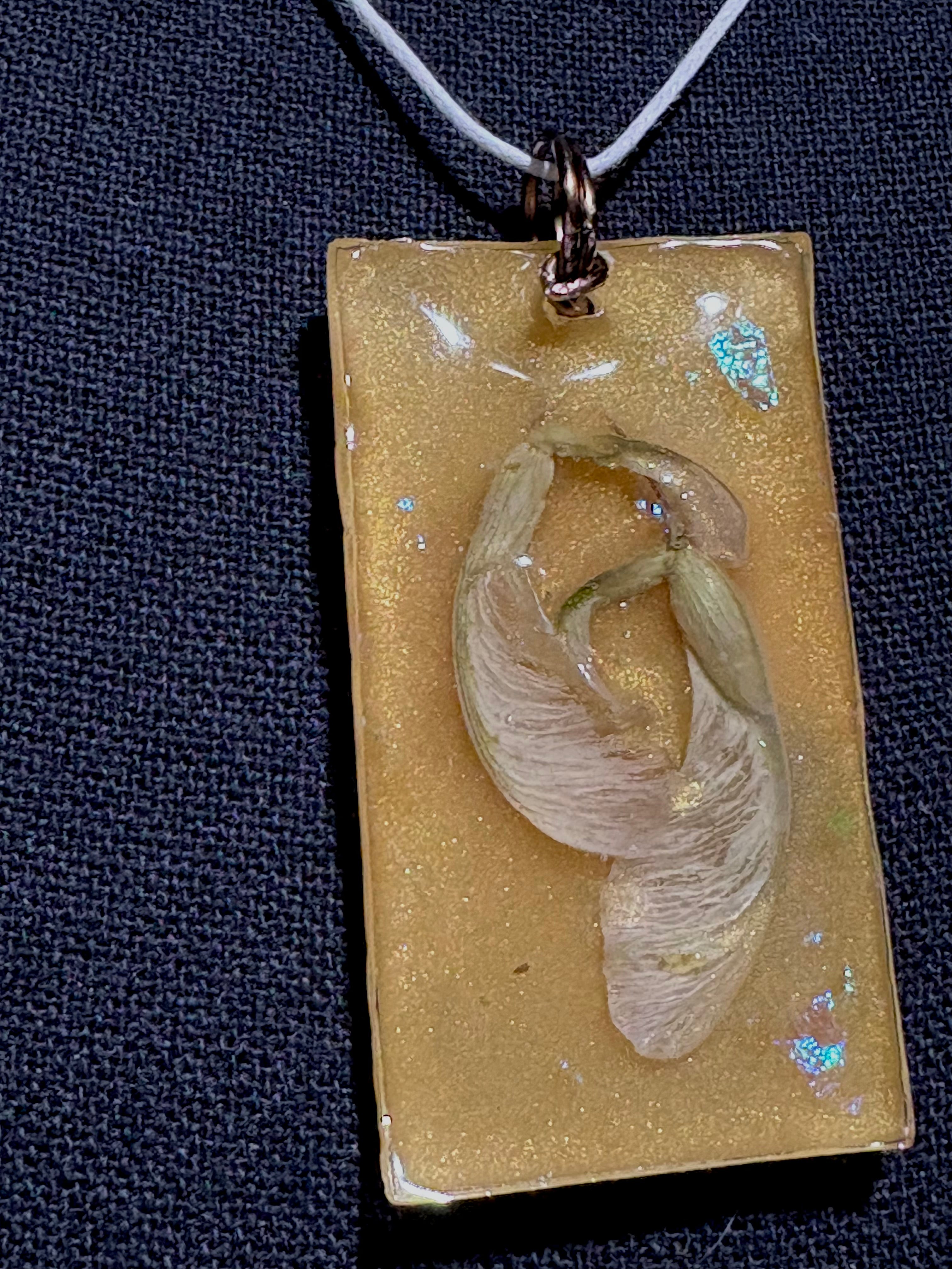 Helicopter Seeds in Resin Pendant | Woodland Wings Necklace
