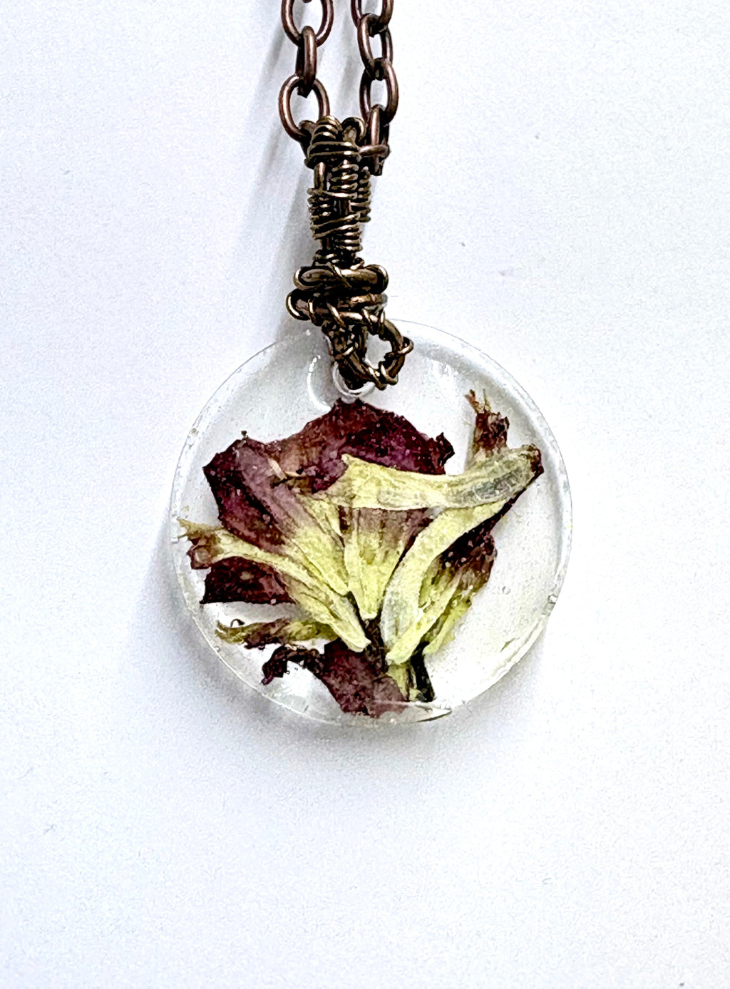 Indian Paintbrush Pendant | Round Resin Necklace | Pressed Flower Jewelry