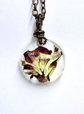 Indian Paintbrush Pendant | Round Resin Necklace | Pressed Flower Jewelry