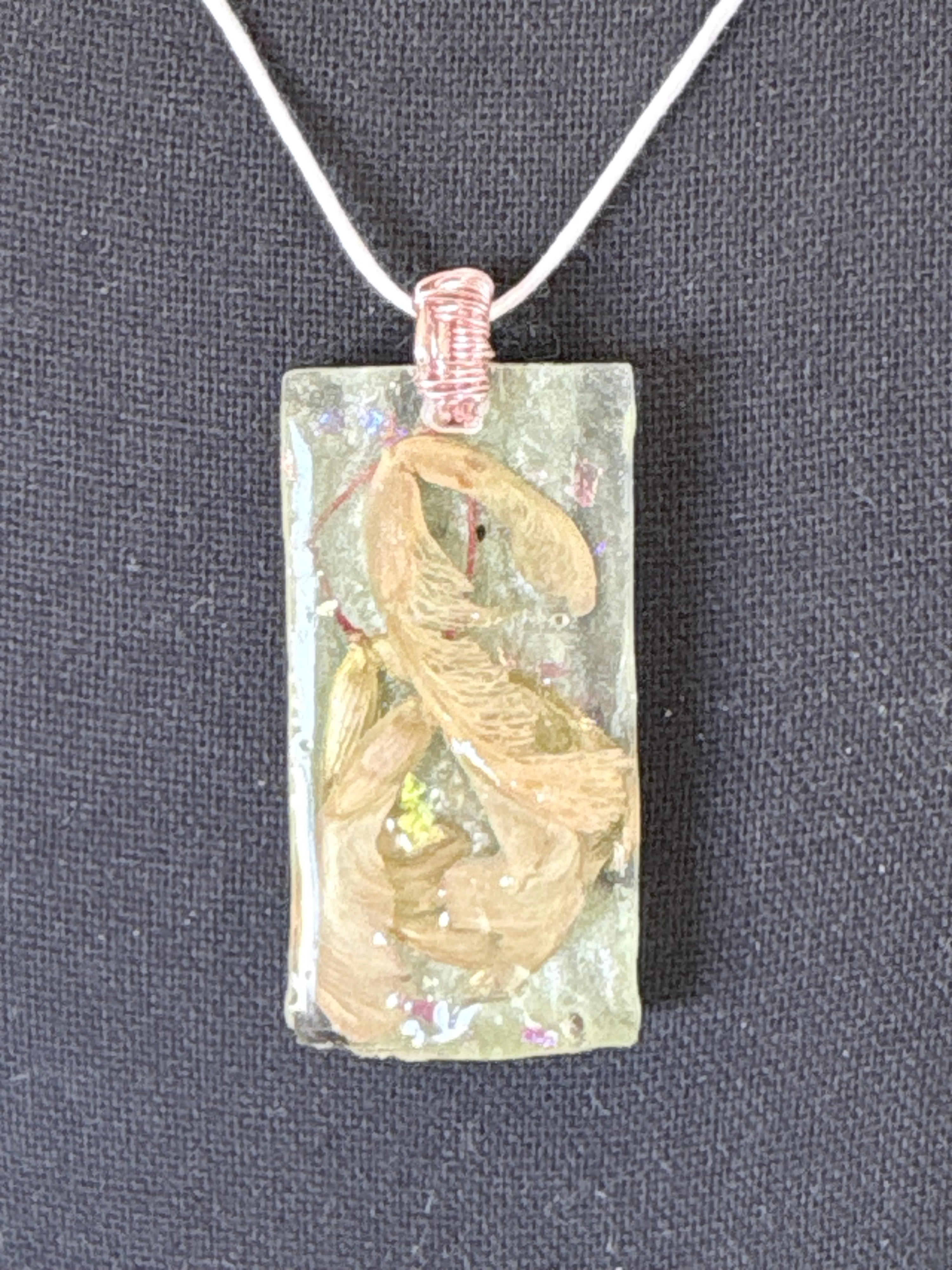 Green Helicopter Seeds in Resin Pendant | Woodland Wings Necklace