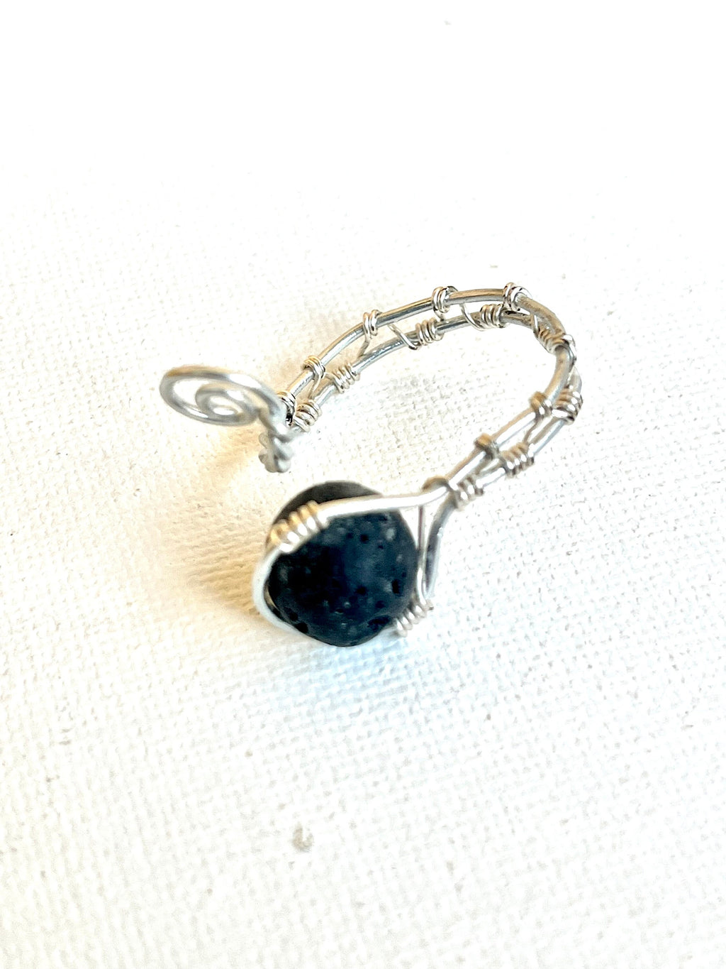 Wire Wrapped Lava Stone Ring, Adjustable Wire Wrapped Volcanic Rock Ring, Essential Oil Diffuser Jewelry