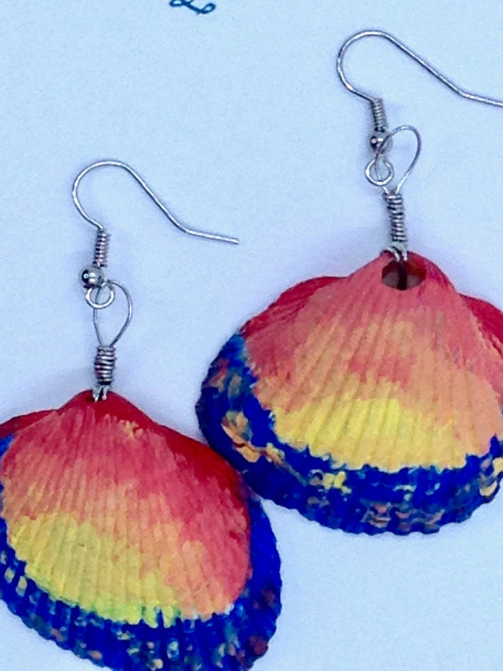 Hand Painted Shell Earrings | Sunset Ocean Statement Earrings