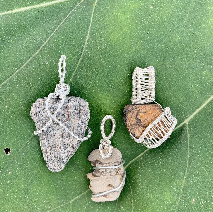 Stone Pendant | Minimal Wire Wrapped Necklace