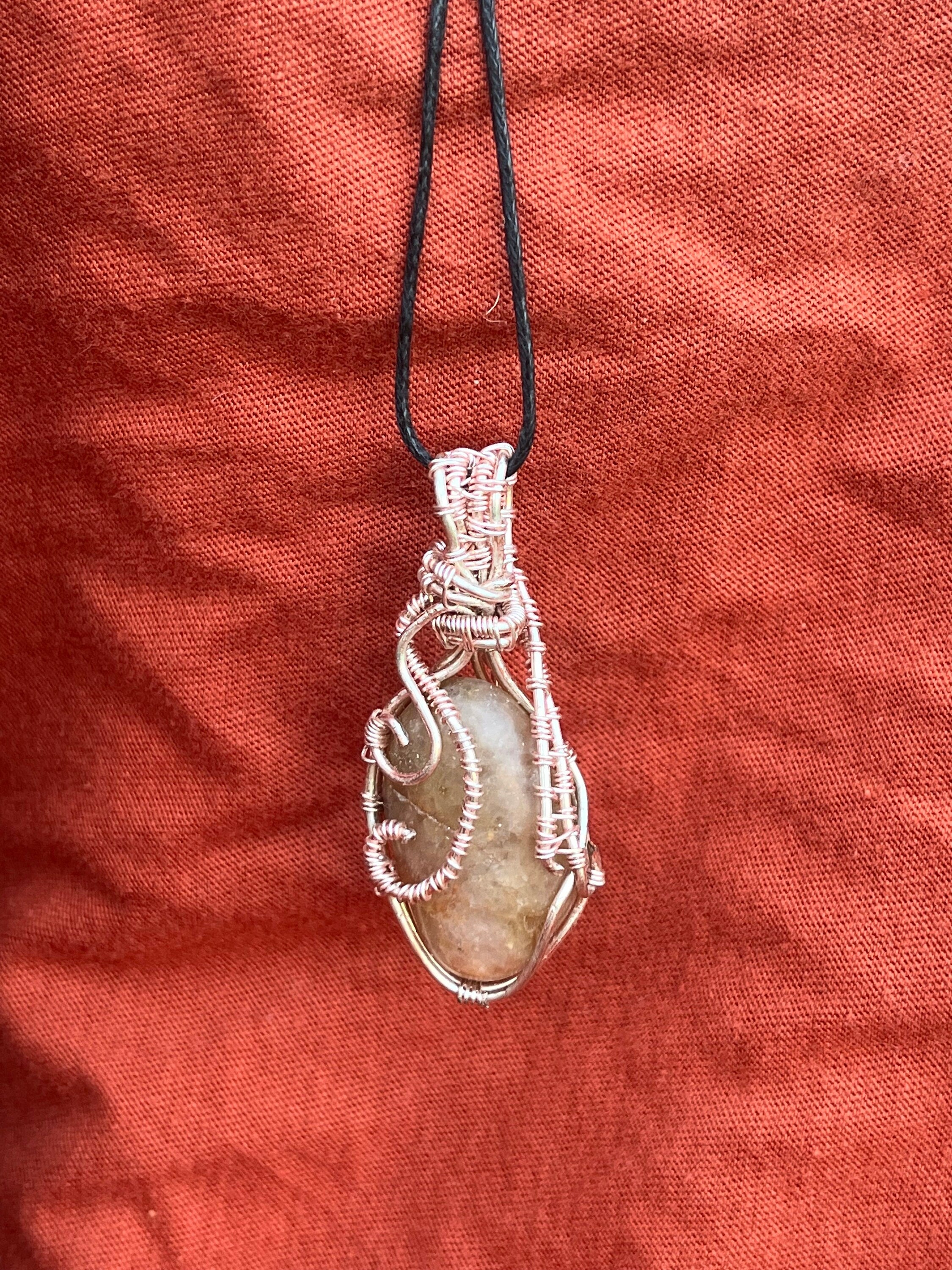Tumbled Stone Wire Wrapped Pendants, Wire Wrapped Stone Necklace, Statement Piece Jewelry, Natural Jewelry