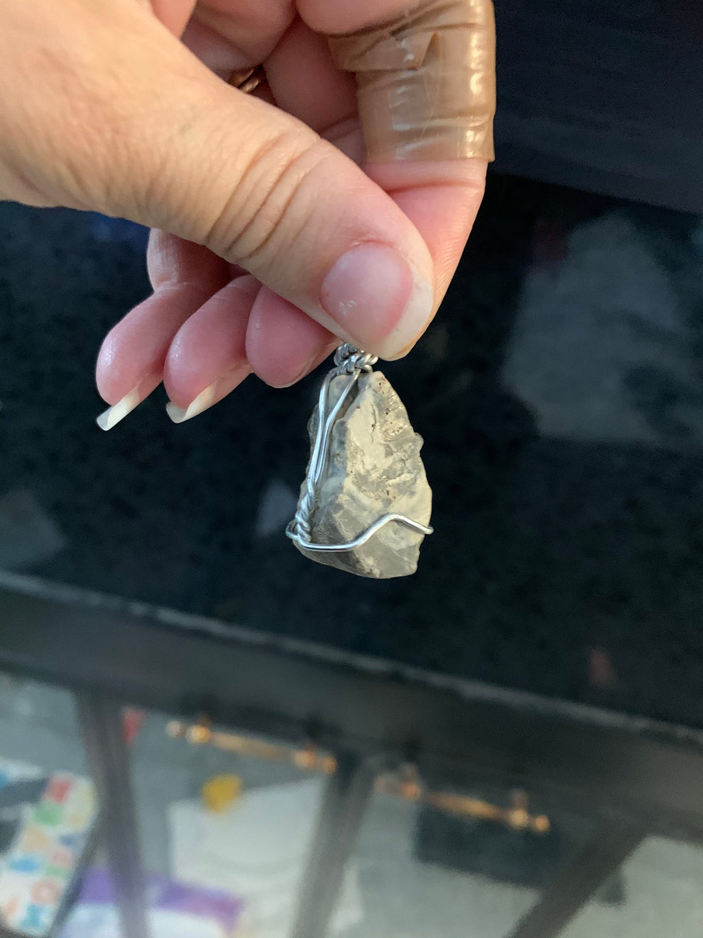 Wire Wrapped River Stone Pendant, Nature Inspired Jewelry, Copper Core Silver Tarnish Resistant Wire Wrapped Necklace