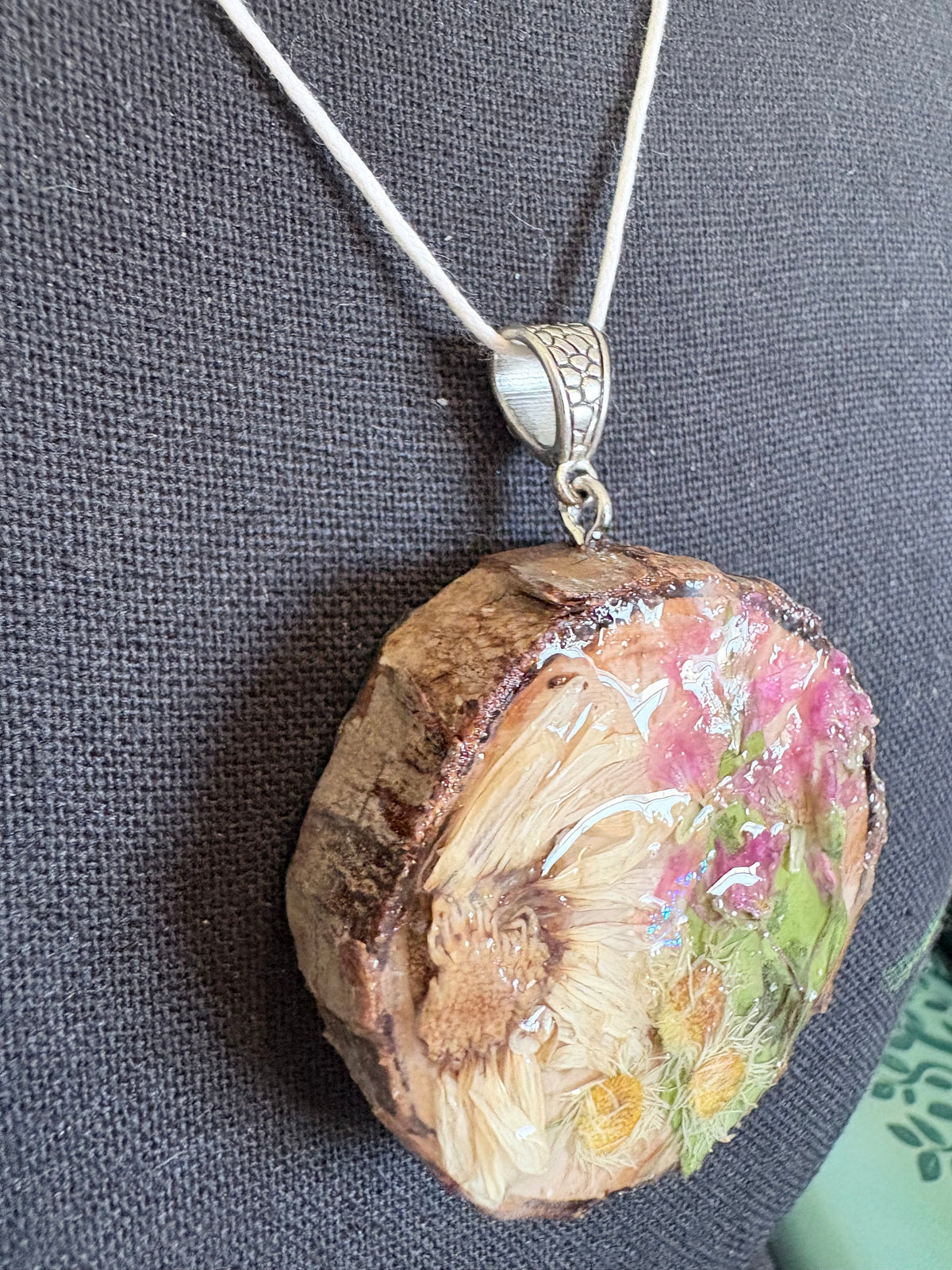 Wildflower Window Botanical Necklace | Real Flowers and Wood Slice in Resin