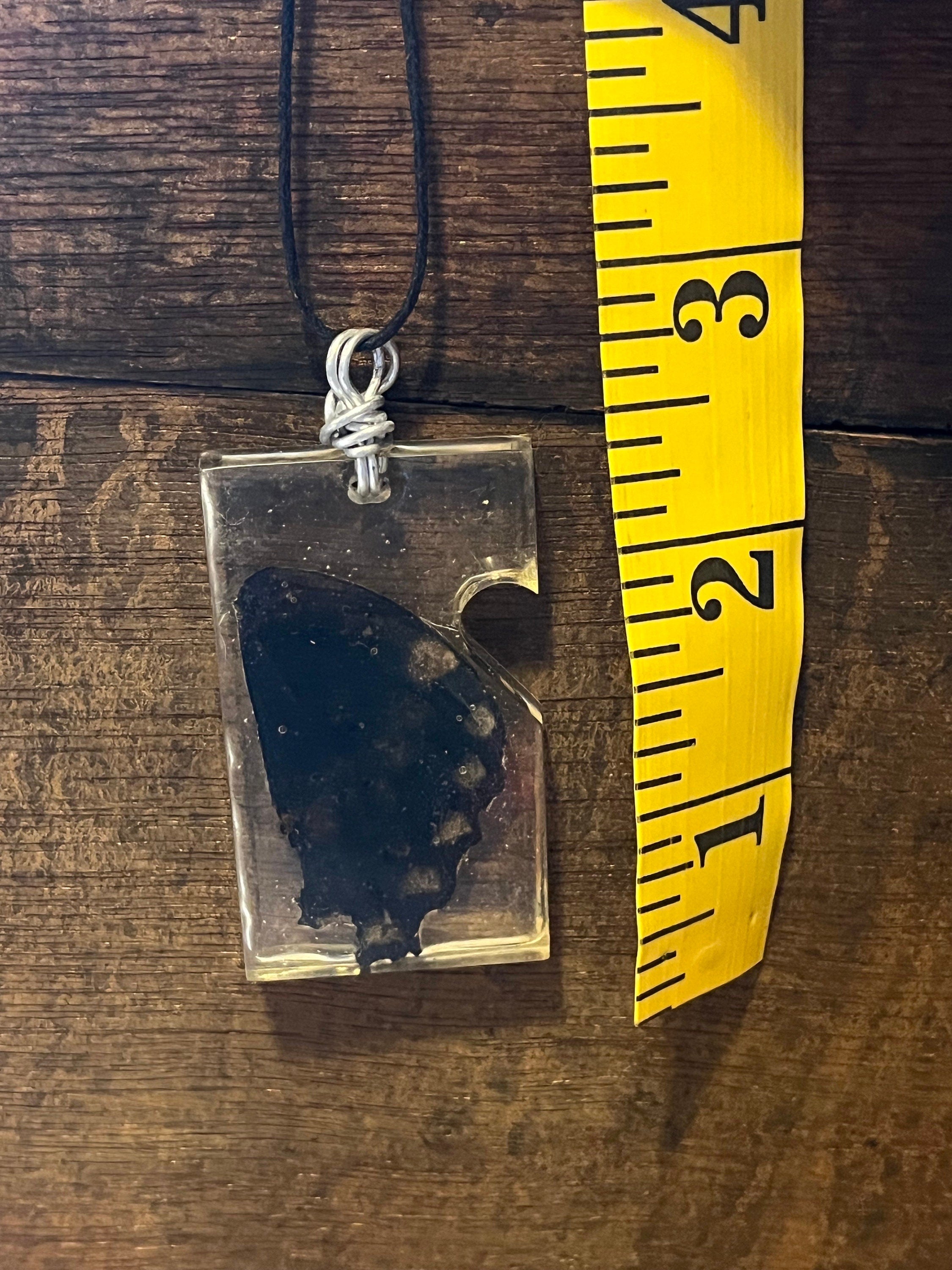 Butterfly Wing in Resin Pendant Necklace, Wing in Resin Pendant, Gift for Insect Lover, Rose Gold Colored Wire Wrap Pendant