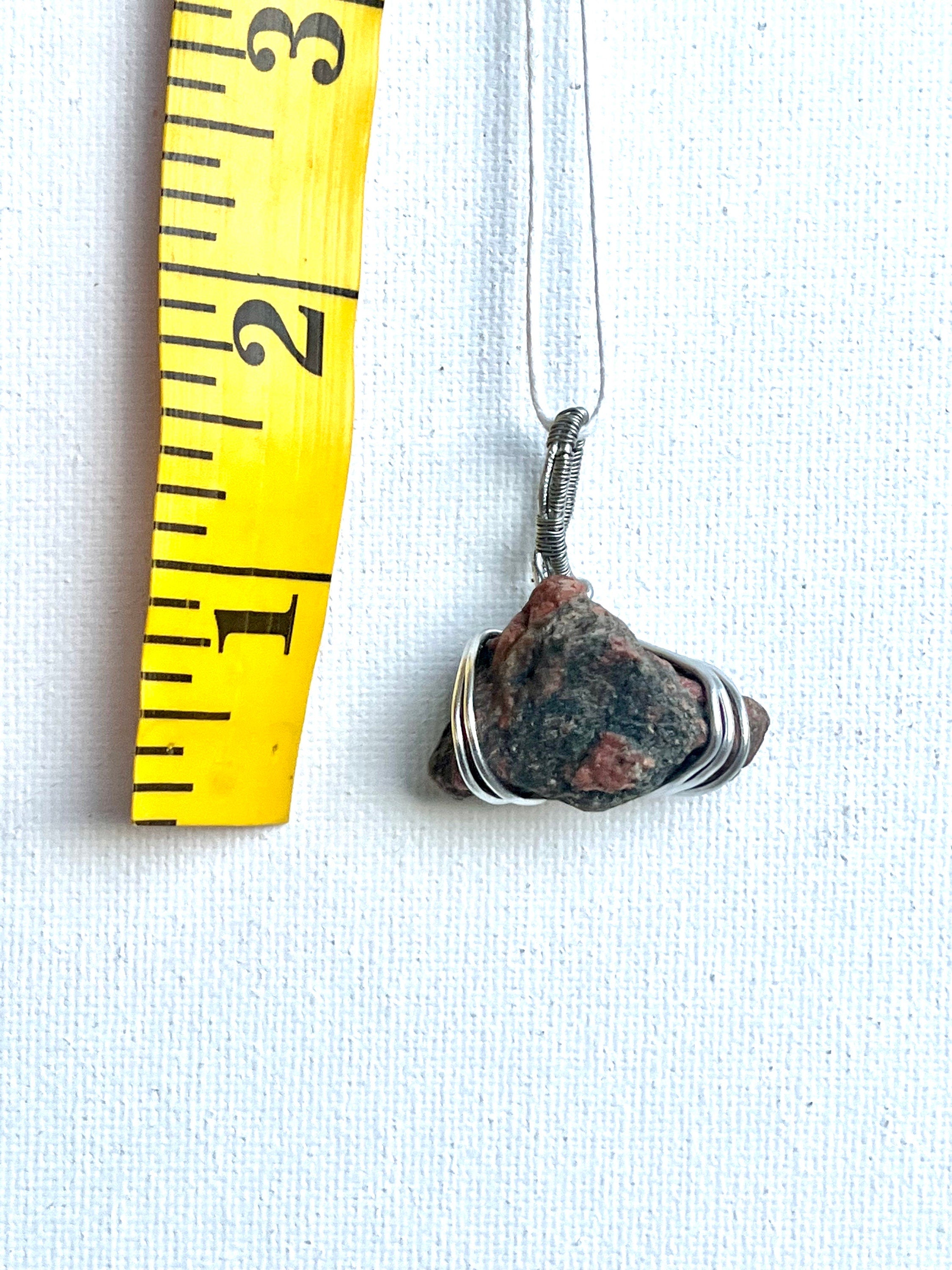 Wire Wrapped Unakite Stone Pendant,  Red and Black Stone in Wire, Nature Inspired Jewelry, Silver Wire Wrapped Unakite Stone