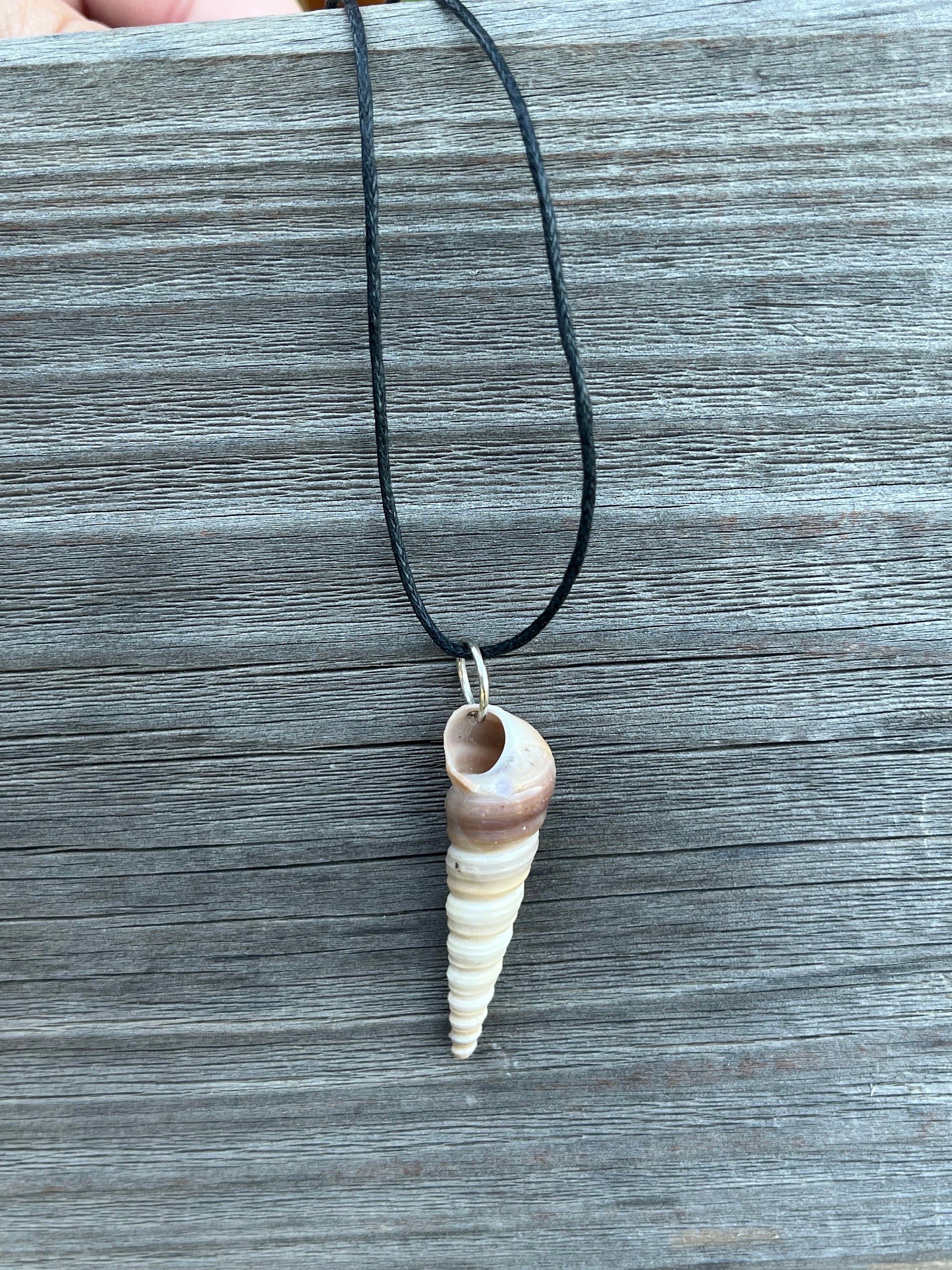 Simple Auger Necklace, Resin Coated Genuine Seashell Jewelry, Beach Inspired Customizable Pendants, Mermaid Necklace