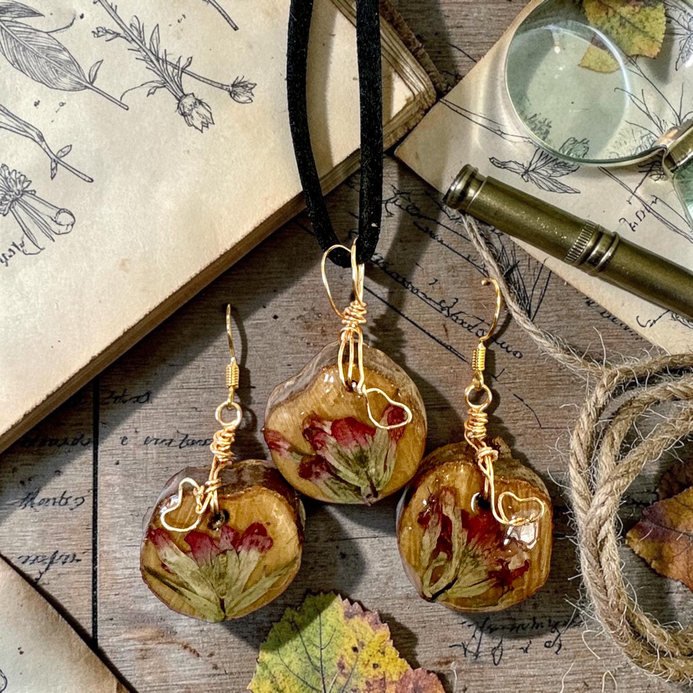 Indian Paintbrush Jewelry Set | Botanical Earrings & Necklace | Nature Inspired Gift