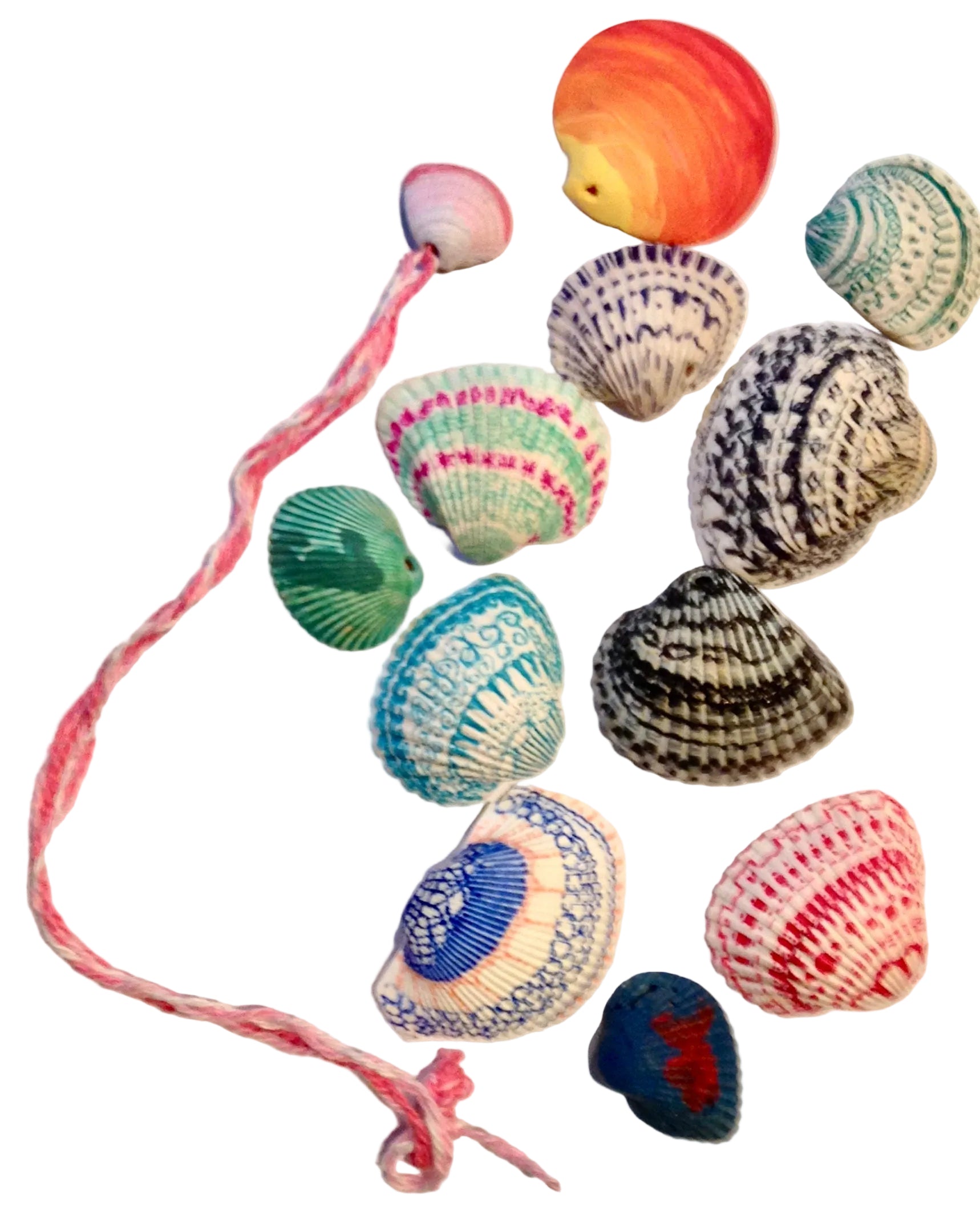 Hand Painted Shell Earrings | Sunset Ocean Statement Earrings