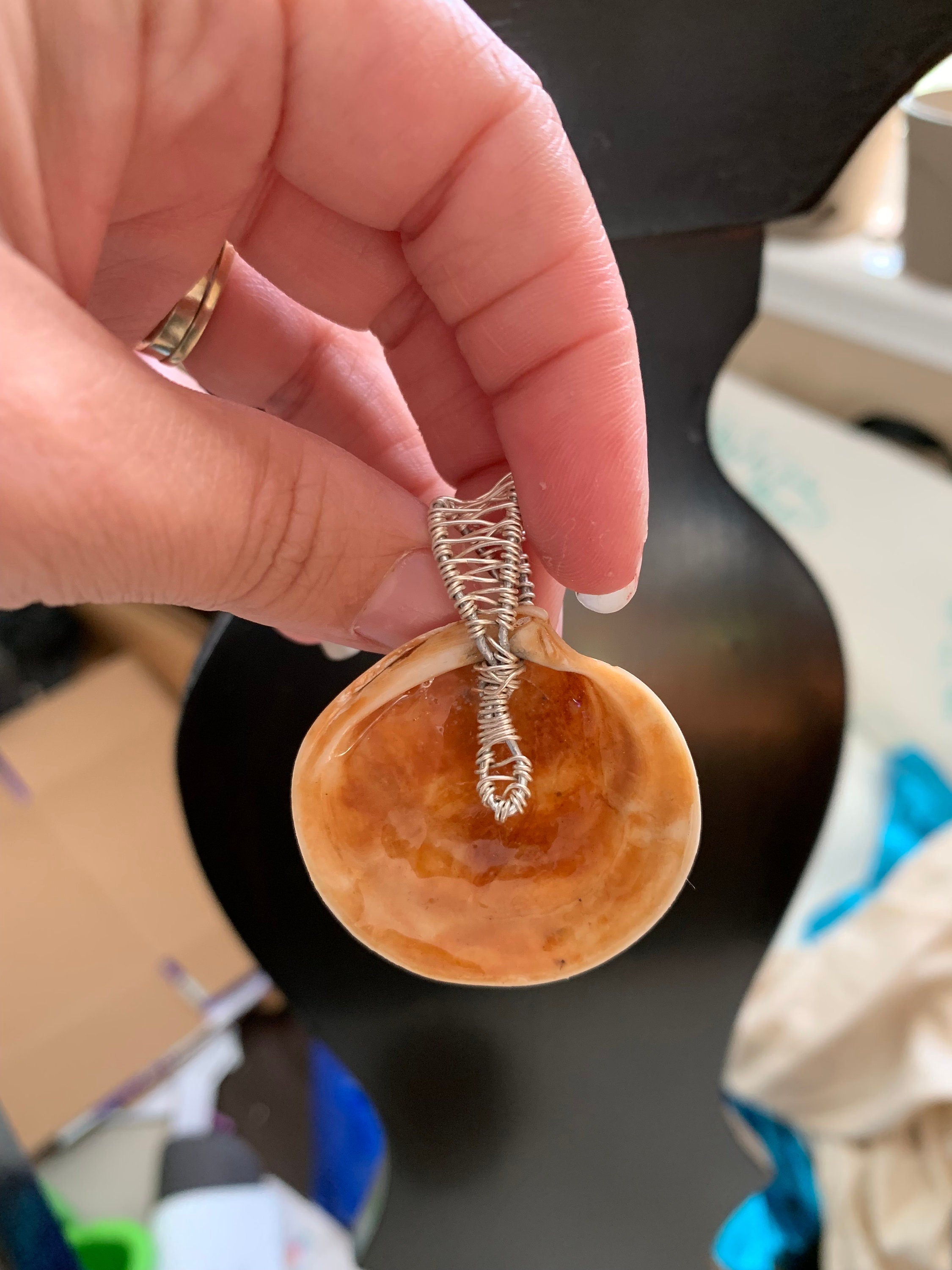 Orange Shell Pendant Necklace | Reversible Coastal Jewelry