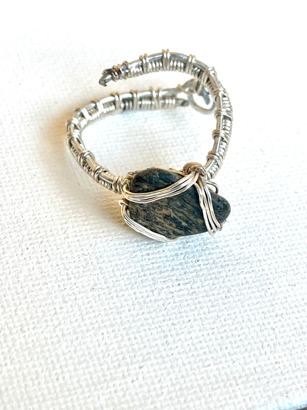 Unakite Stone Ring Adjustable Ring, Wire Wrapped Semi Precious Gemstone Ring, Boho Style Rings, Everyday Jewelry, Stacking Rings