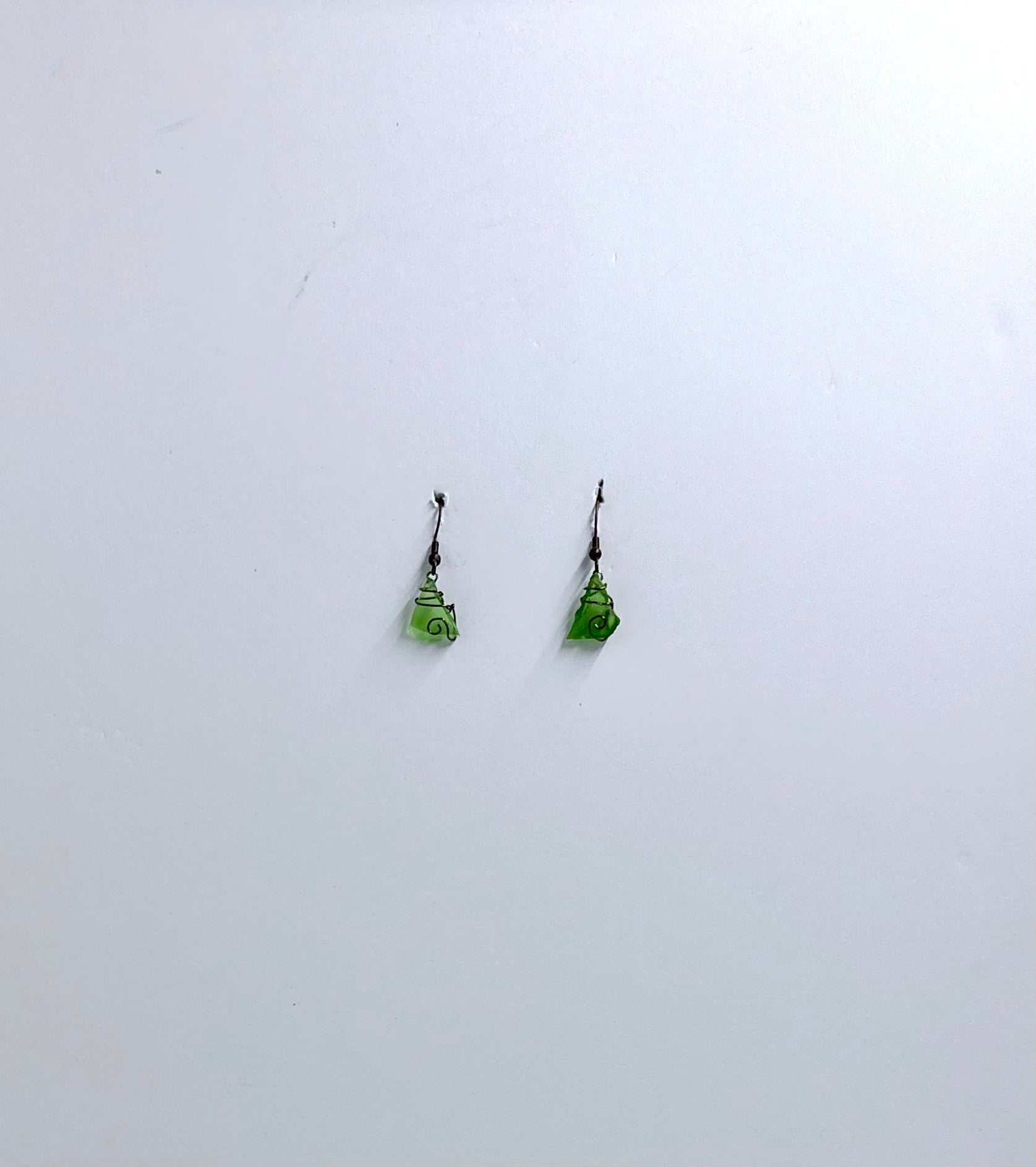 Green Sea Glass | Wire Wrapped Earrings | Coastal Jewelry