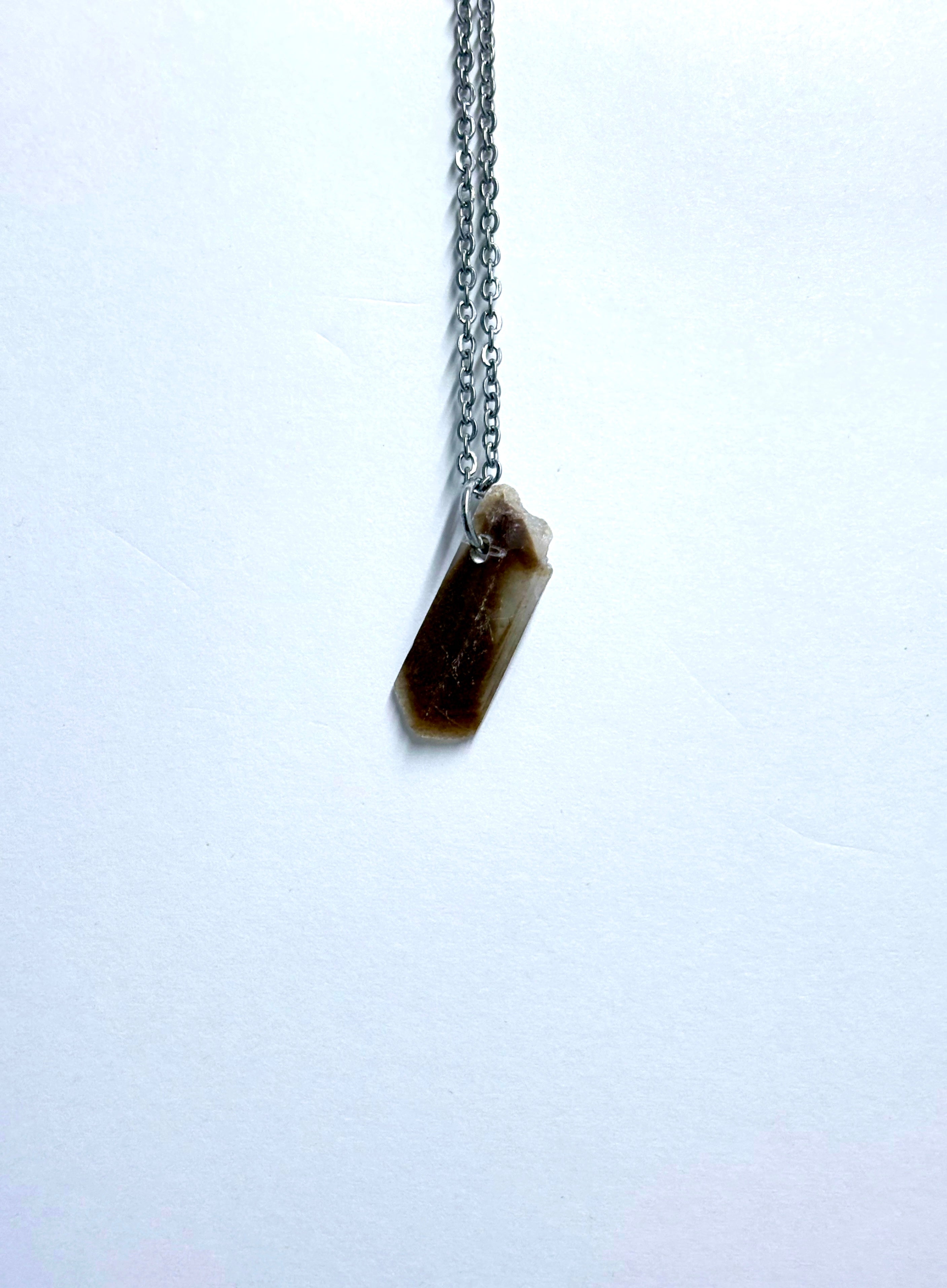 Hourglass Selenite | Crystal Necklace | Simple Silver Chain Pendant