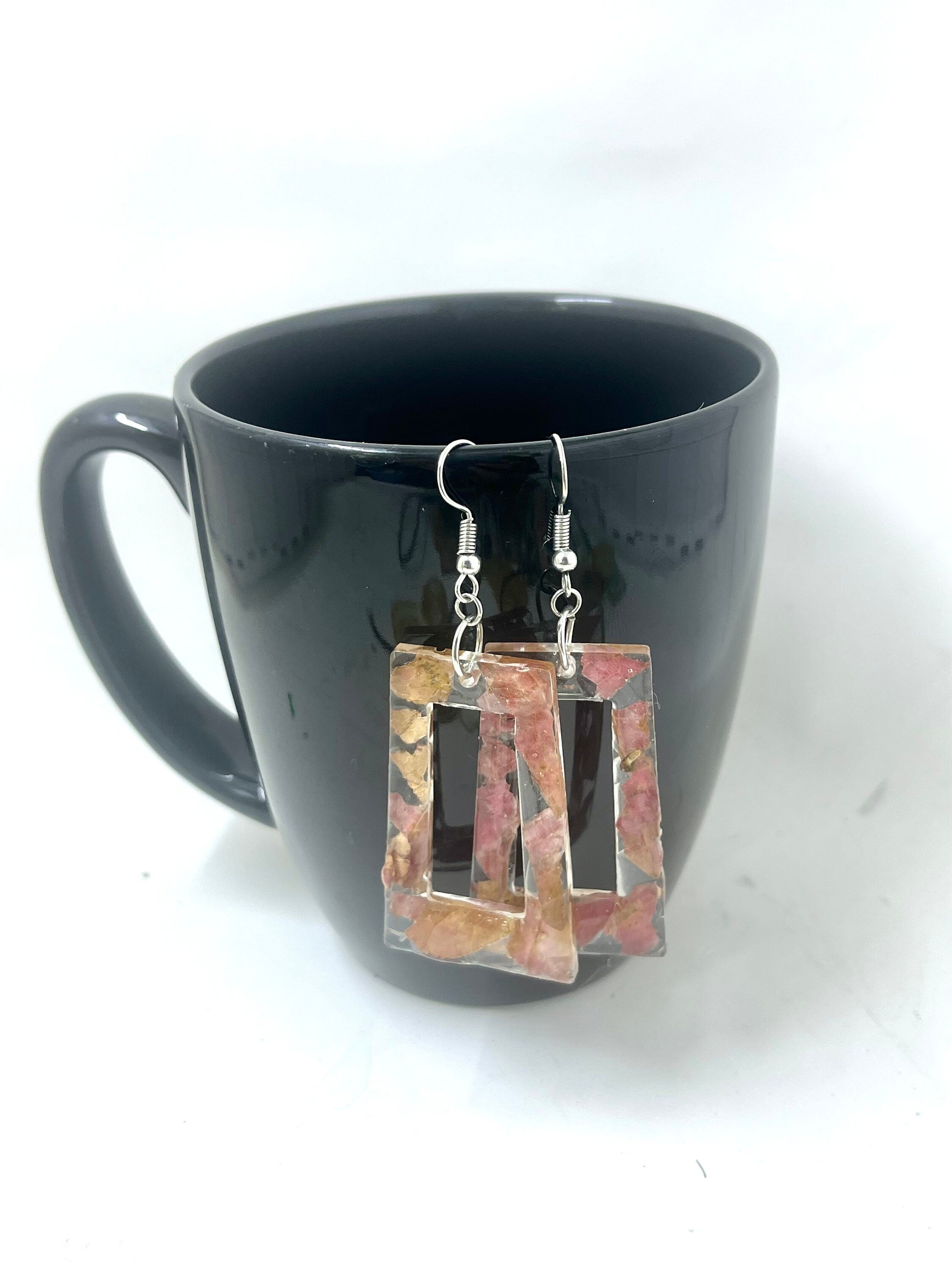 Red Leaf Resin Earrings | Lightweight Rectangular Maple Dangles