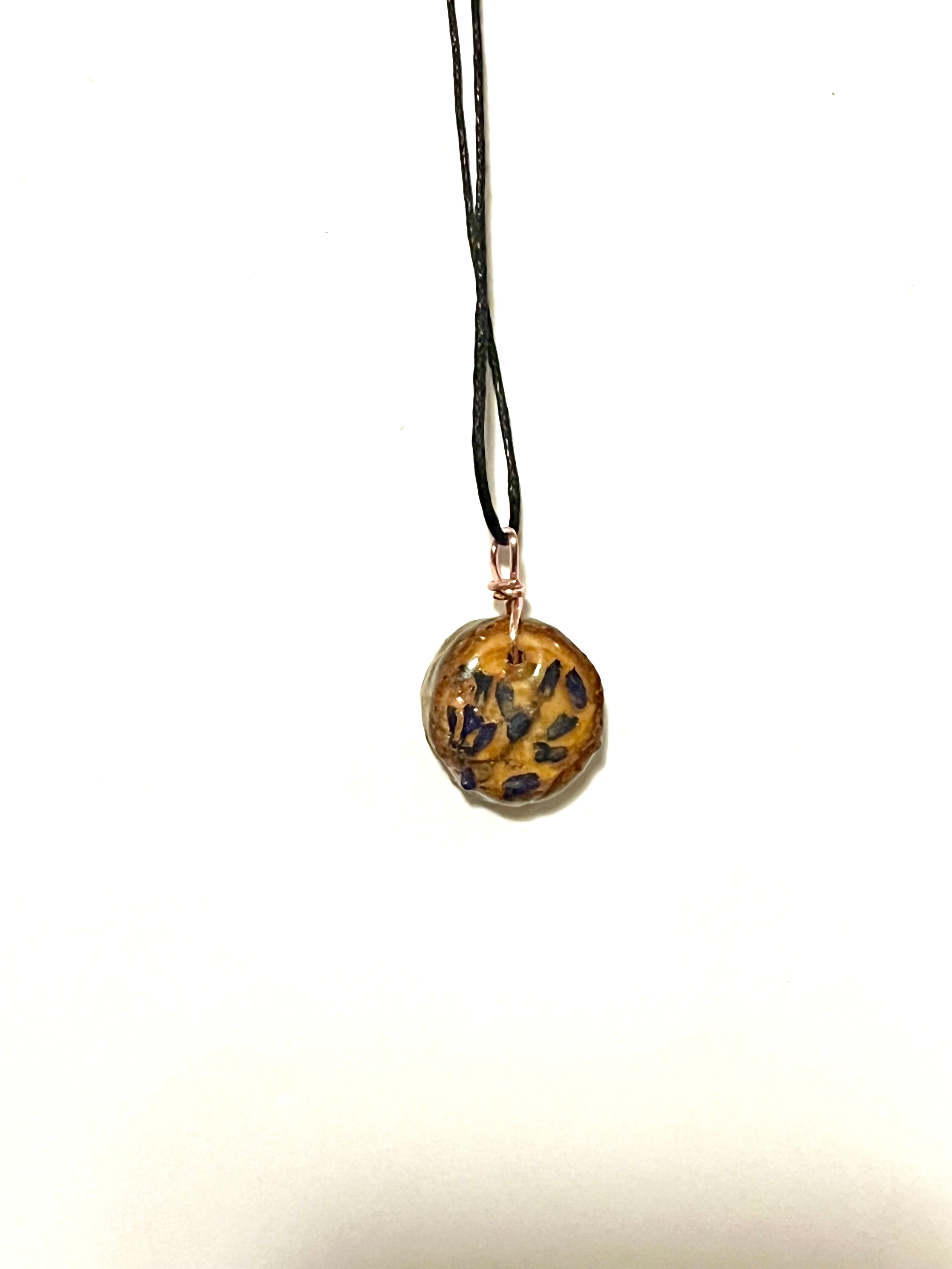 Wildflower Wood Slice Necklace | Wildflower Sunset Botanical Wood in Resin Pendant