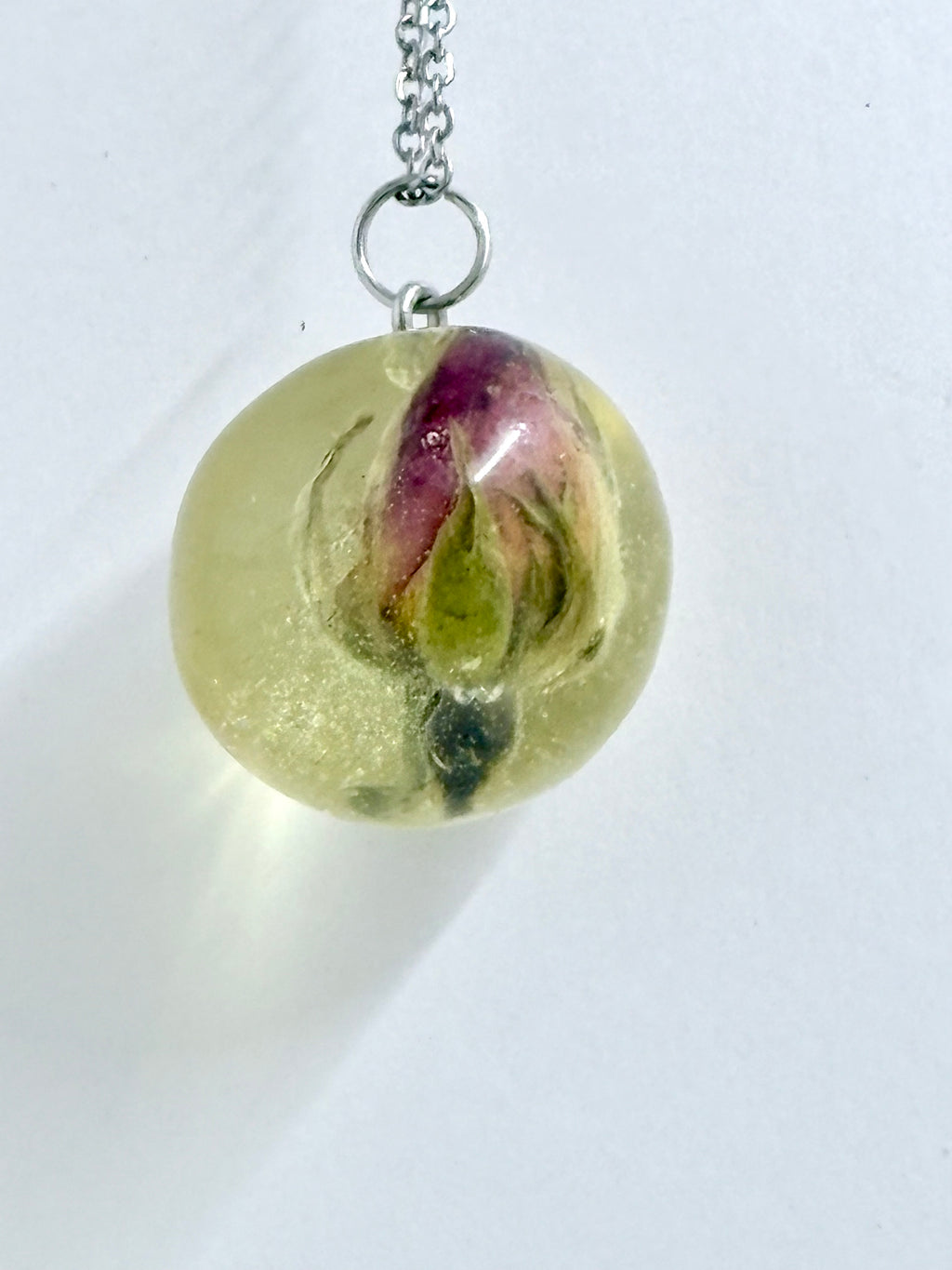 Rose Bud Resin Necklace | Preserved Flower Pendant | Romantic Botanical Jewelry
