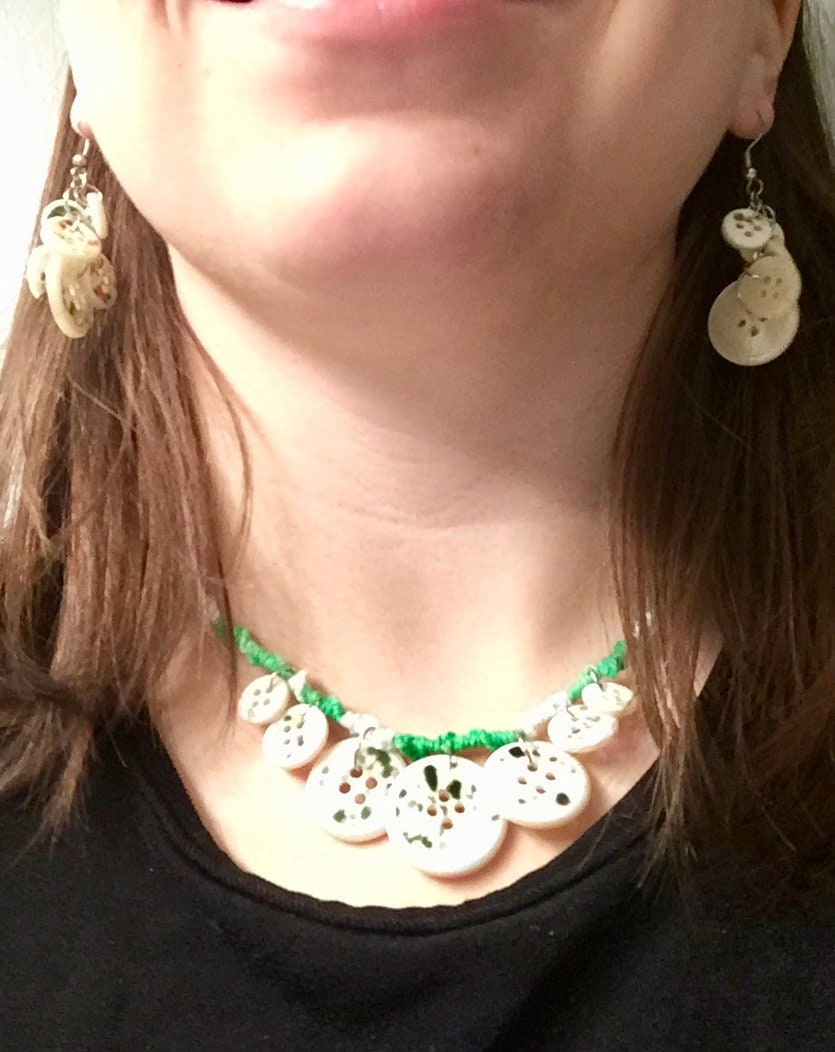 Paint Splattered Button Jewelry Set
