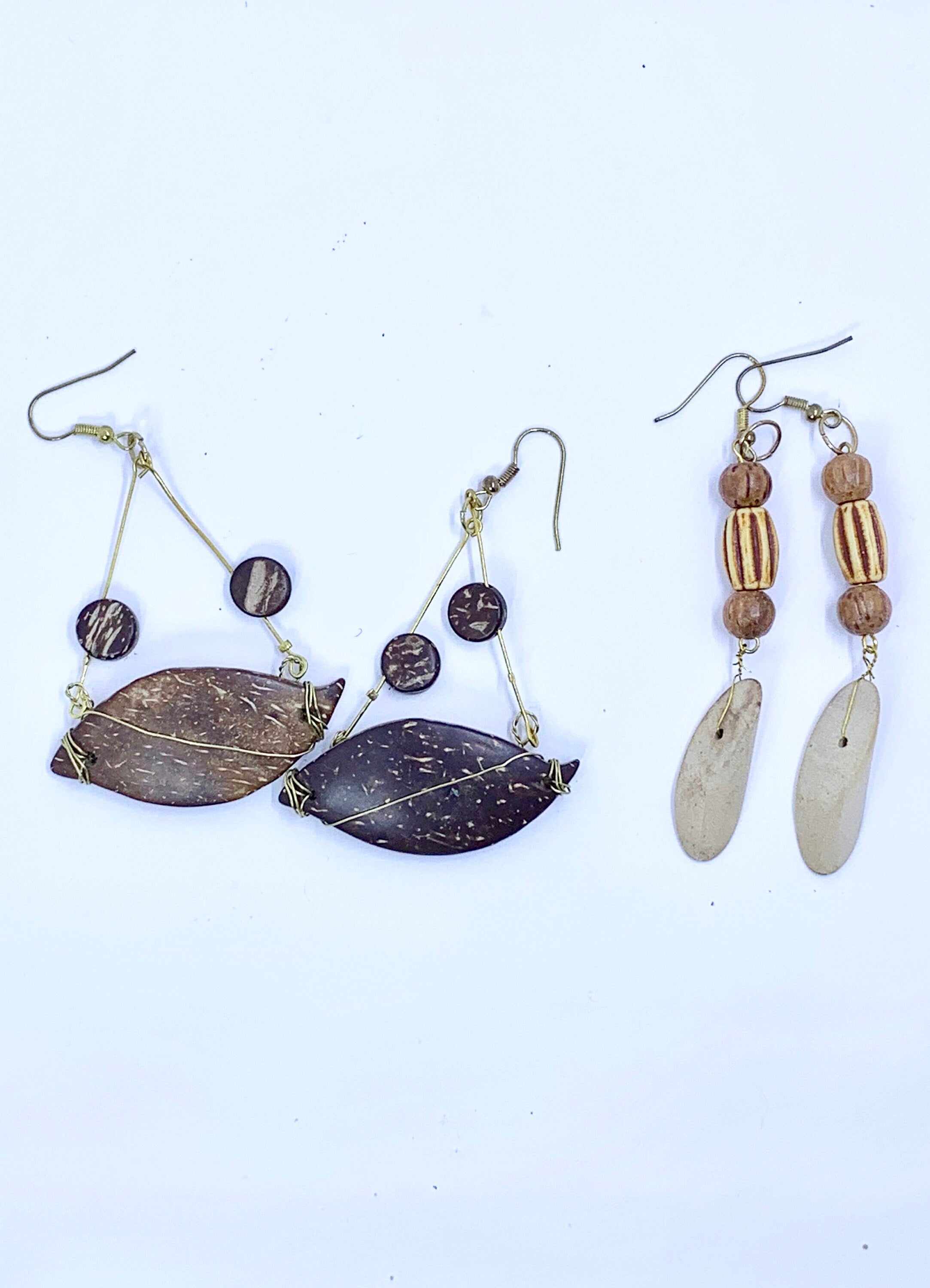 Wood Drop Earrings | Wire Wrapped Bead Earrings