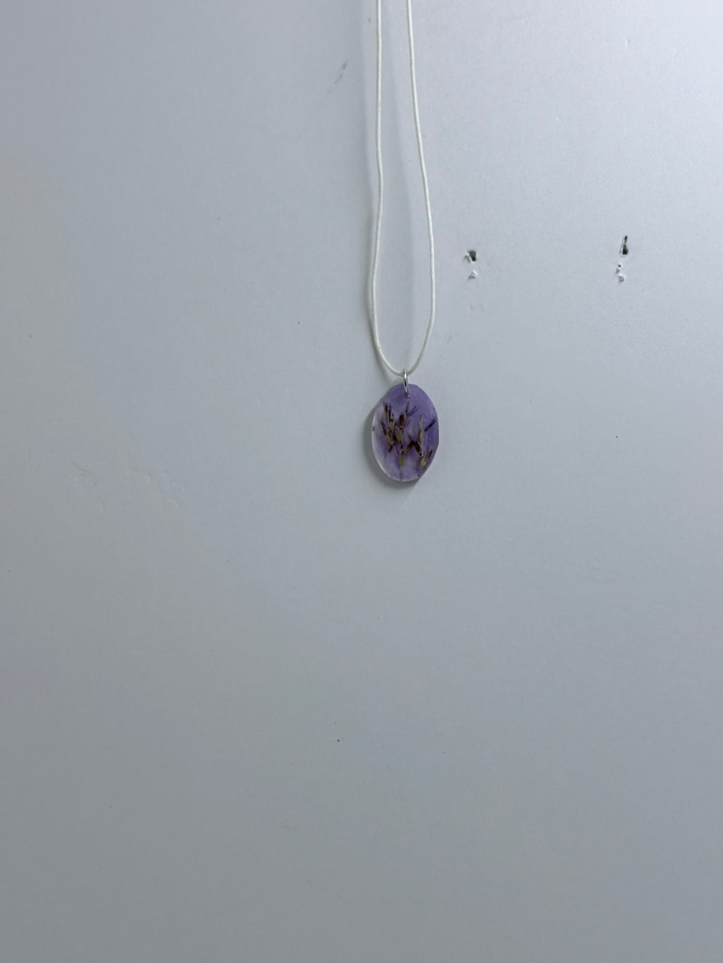 Lavender Botanical Necklace | Oval Resin Pendant | Pressed Grass Jewelry