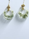 Queen Anne’s Lace Hoop Earrings | Botanical Resin Jewelry | Nature Inspired Earrings
