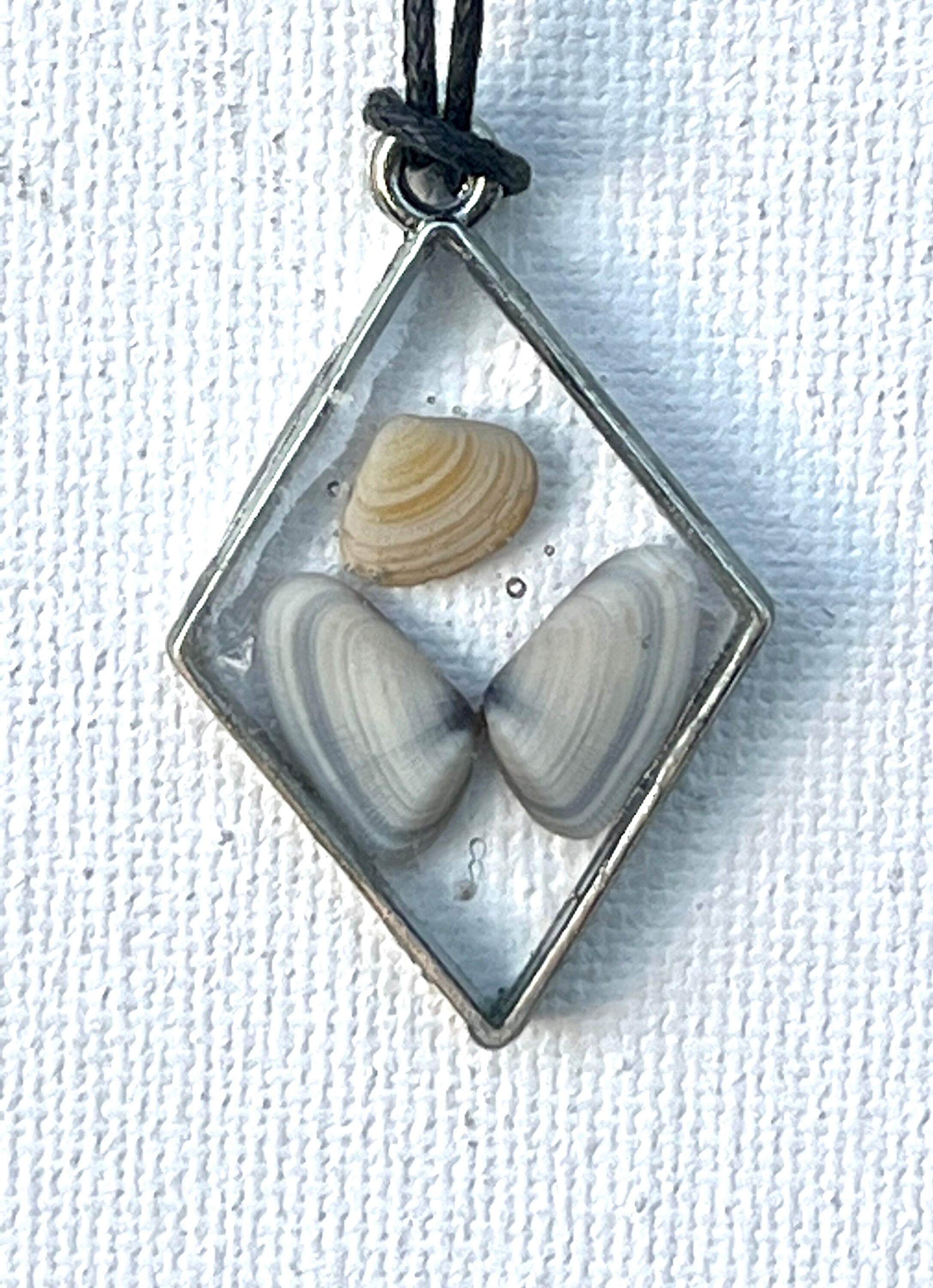 Butterfly Oyster Shells in Resin Pendant, Authentic Seashell Necklace, Mermaid Seashell Jewelry, Whimsical Beach Accessory