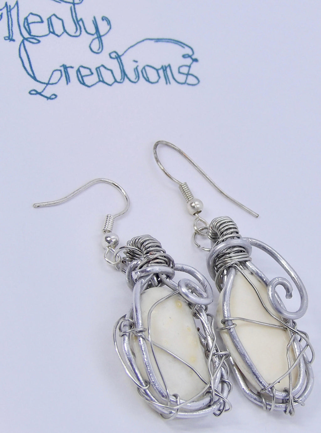 Silver Wire Wrapped Shell Earrings | Beach Found Shell Jewelry | One of a Kind Coastal Earrings
