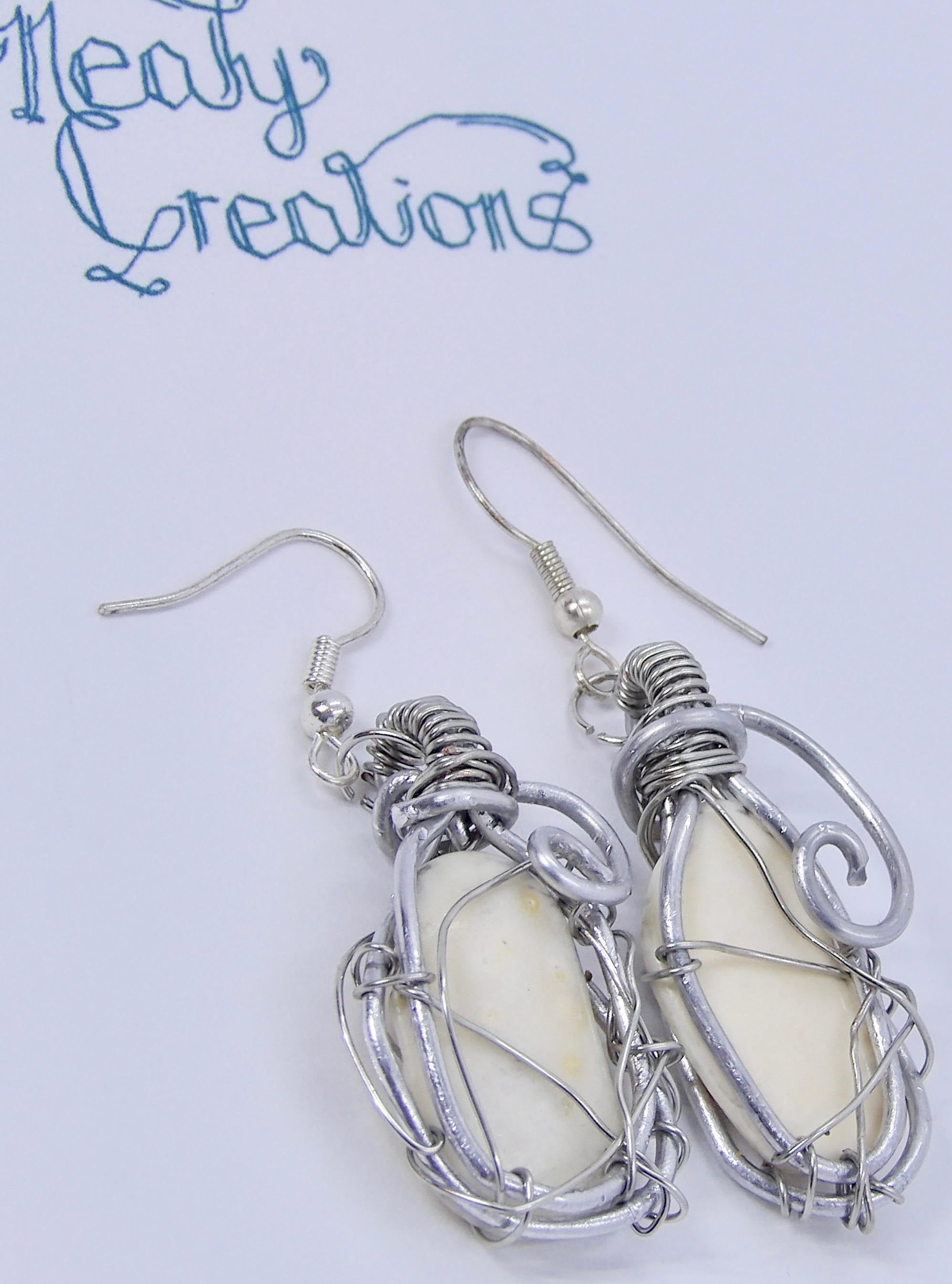 Silver Wire Wrapped Shell Earrings | Beach Found Shell Jewelry | One of a Kind Coastal Earrings