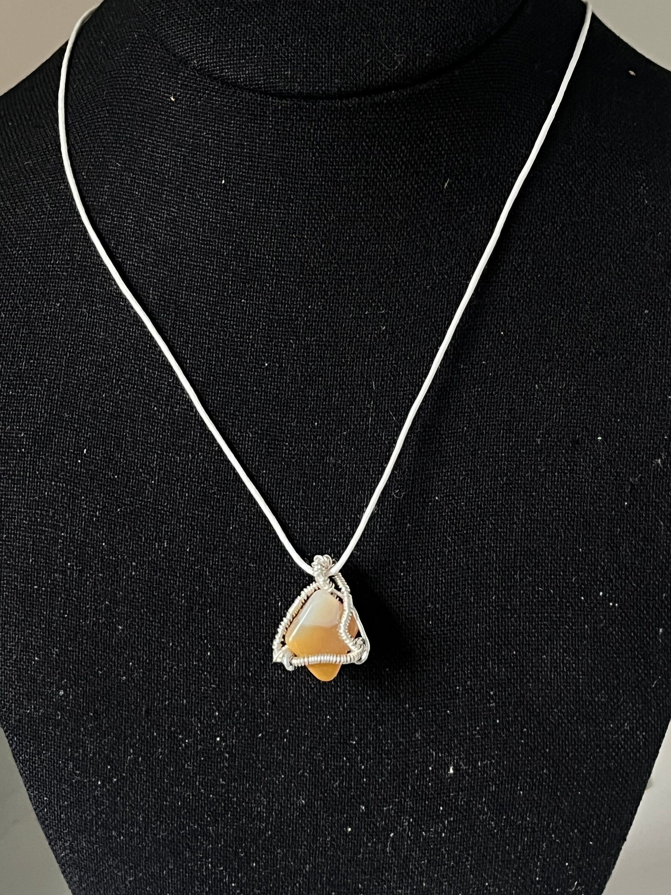 Petite Stone Wire Wrapped Pendants, Wire Wrapped Stone Necklace, Reversible Small Wire Wrapped Jewelry, One of a Kind Natural Jewelry