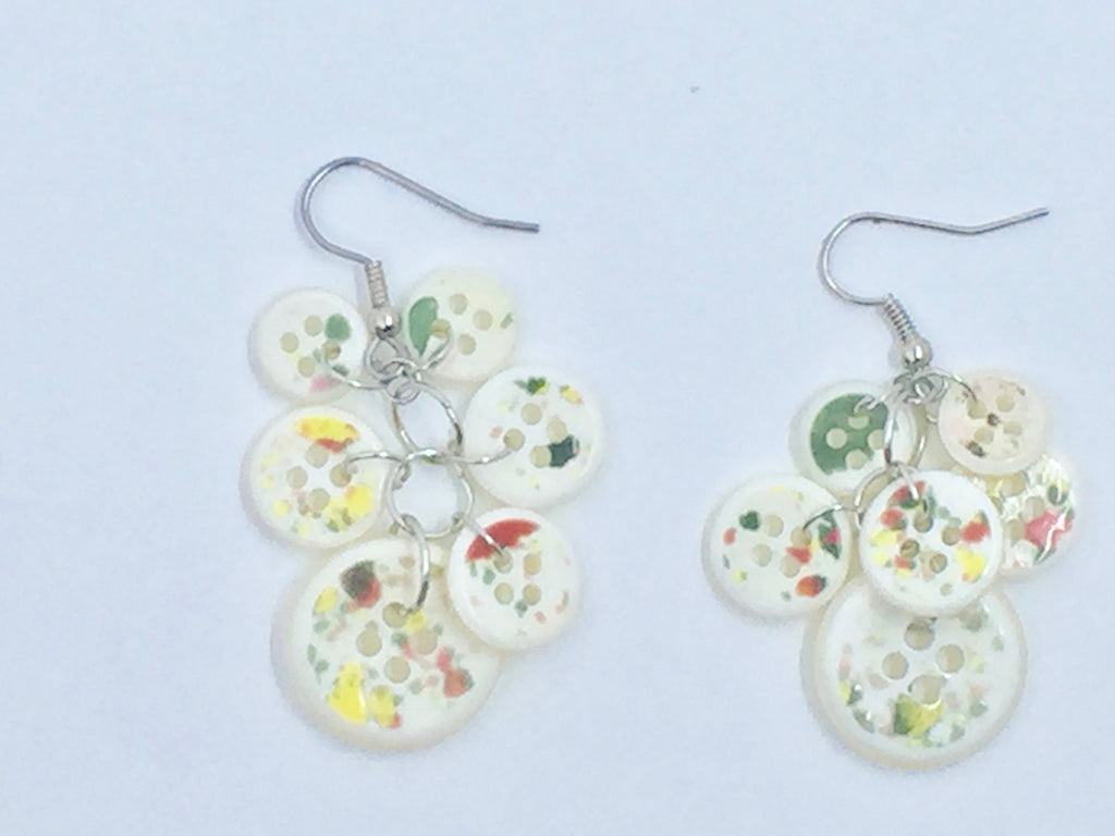 Paint Splattered Button Jewelry Set