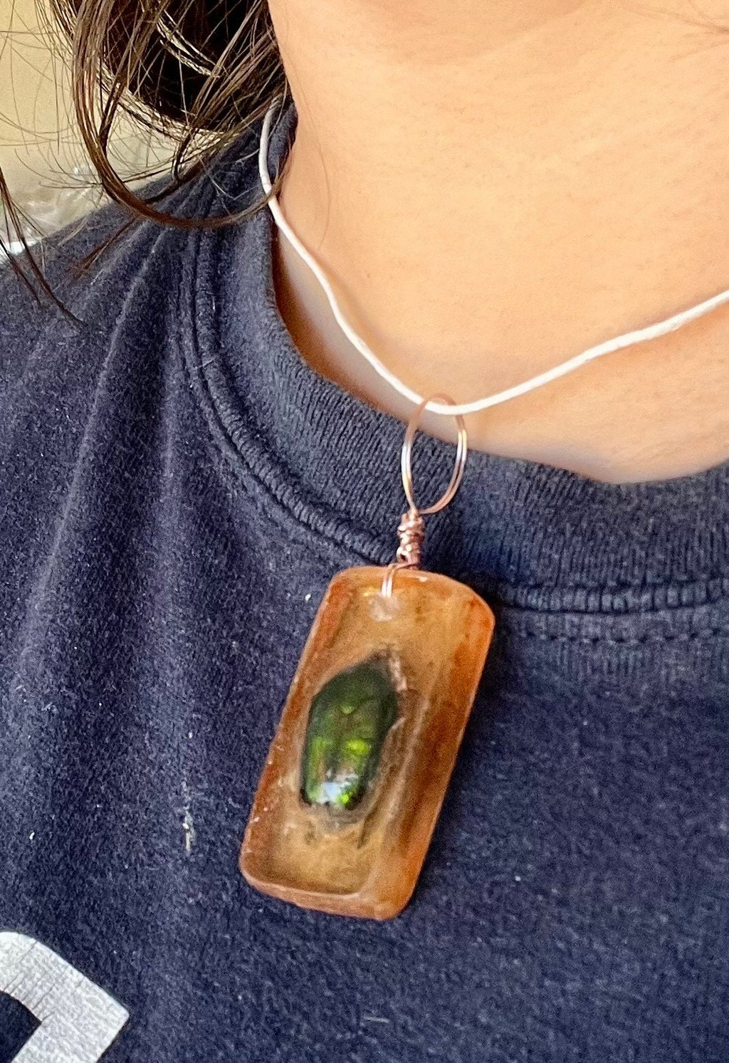 Beetle Necklace | Green Jewel Beetle Pendant andcrafted Resin Jewelry with Natural Beauty