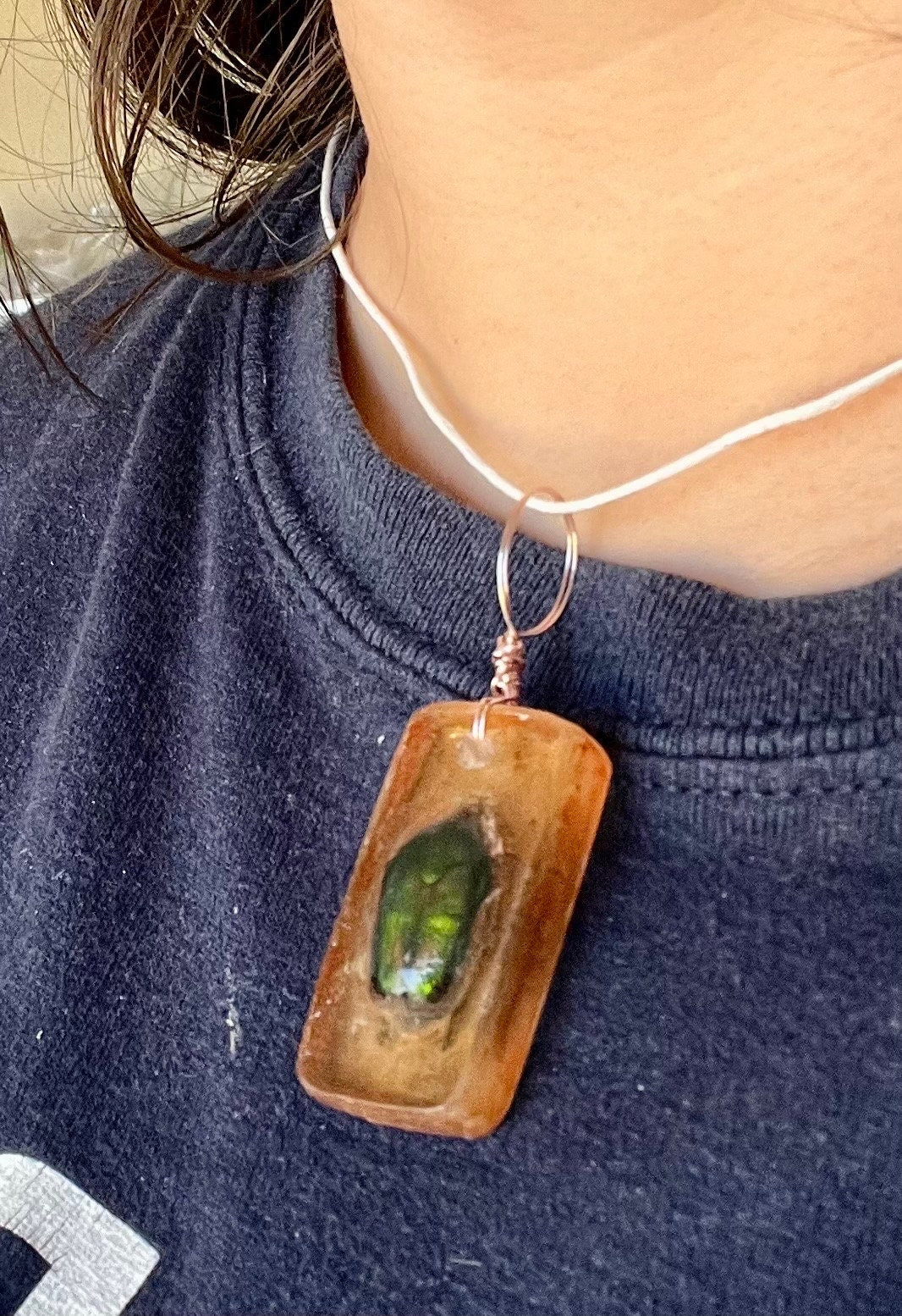 Beetle Pendant Necklace: Handcrafted Resin Jewelry with Natural Beauty, Beetle In Resin Necklace for Insect Oddities, Beetle jewelry