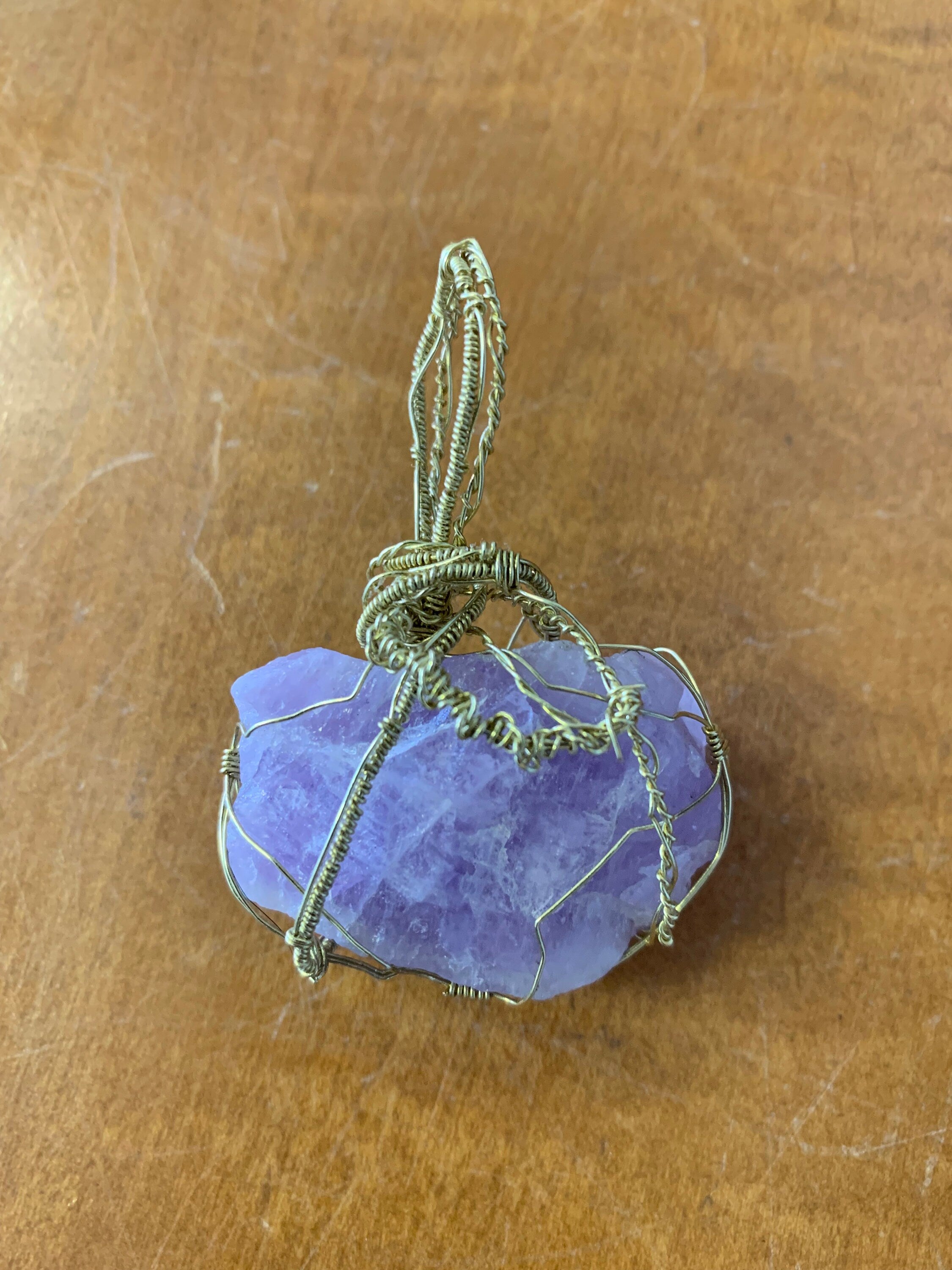 Raw Amethyst Wire Wrapped Pendant | Reversible Crystal Necklace