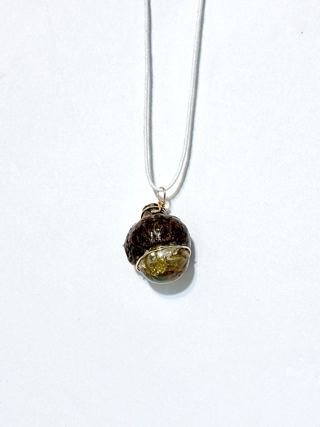 Moss Acorn Resin Necklace | Golden Beginnings