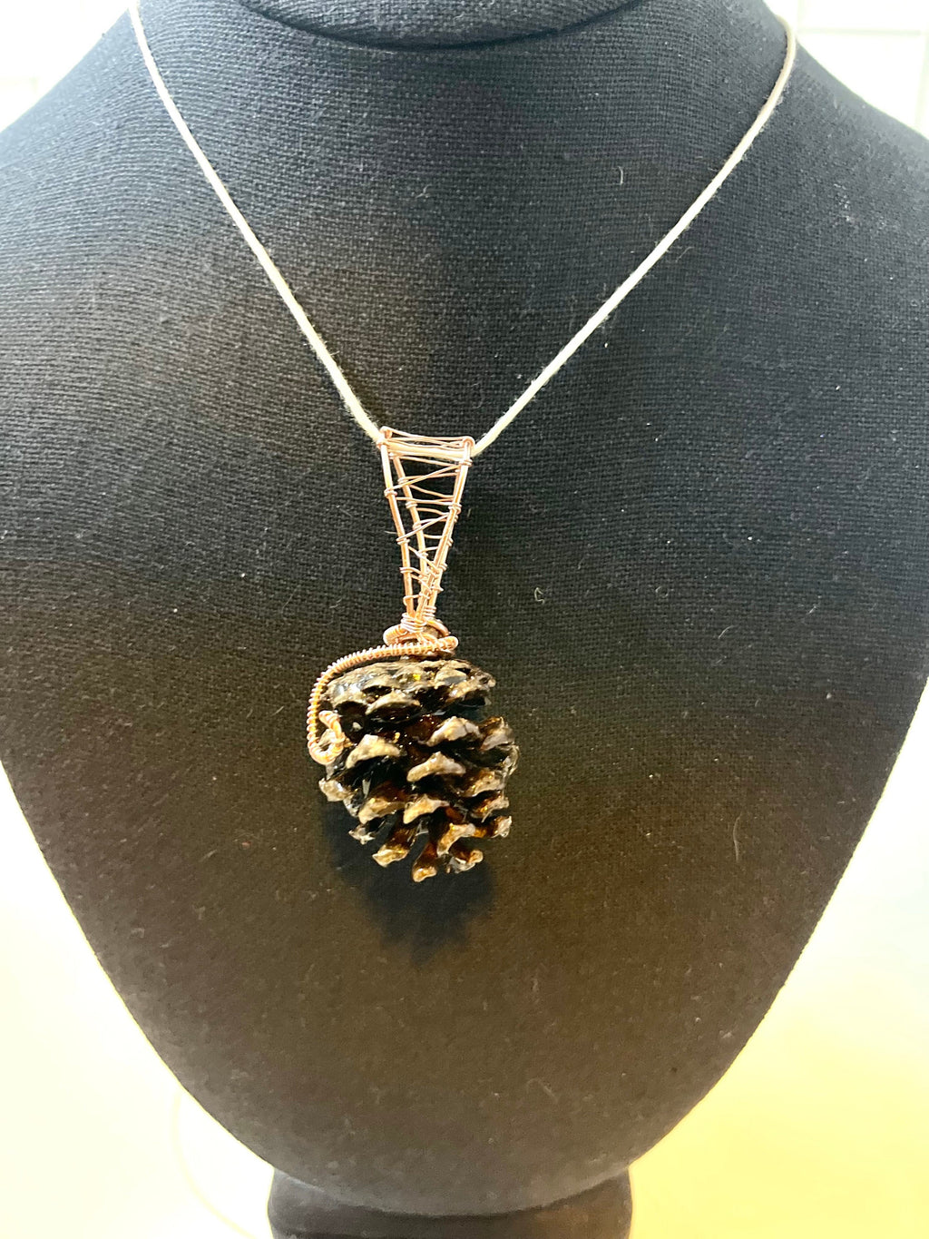Wire Wrapped Pinecone Pendant, Resin Pinecone Necklace, Authentic Pinecone Jewelry, One of a kind Accessory, Fairy Core Jewelry