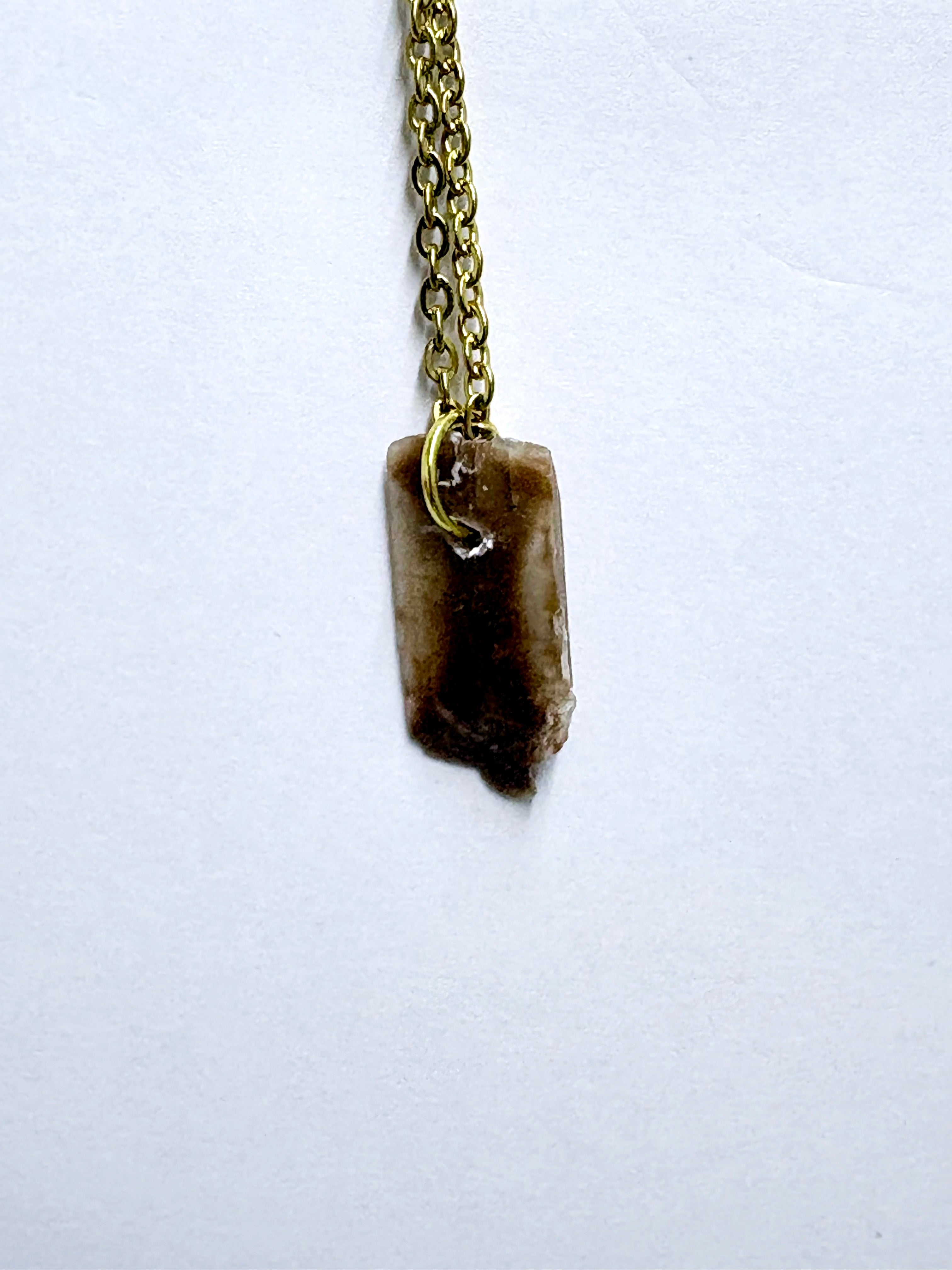 Hourglass Selenite | Gold Accent Crystal Necklace | Natural Stone Pendant