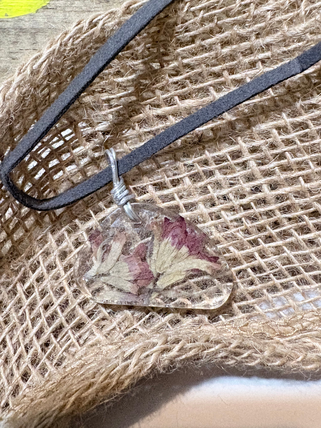 Indian Paintbrush Resin Necklace | Organic Shape Pendant | Nature Jewelry